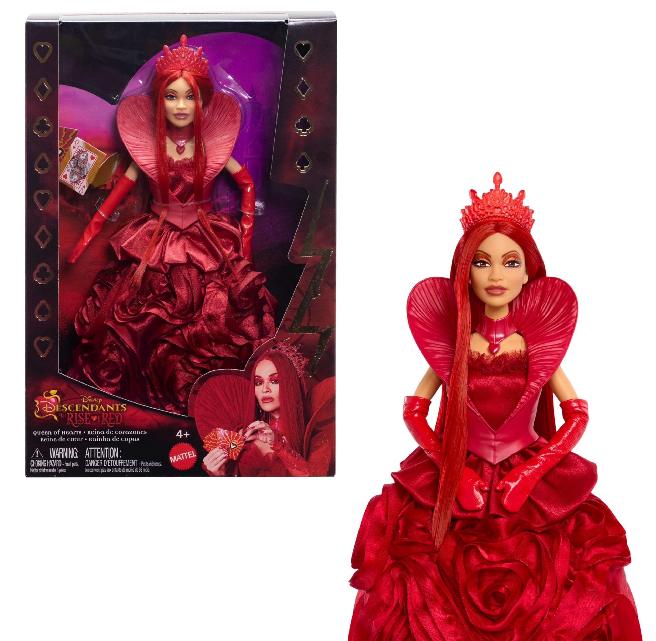 Mattel Disney Descendants: The Rise of Red Queen of Hearts Fashion Doll - 11 Joints, Ages 4-10