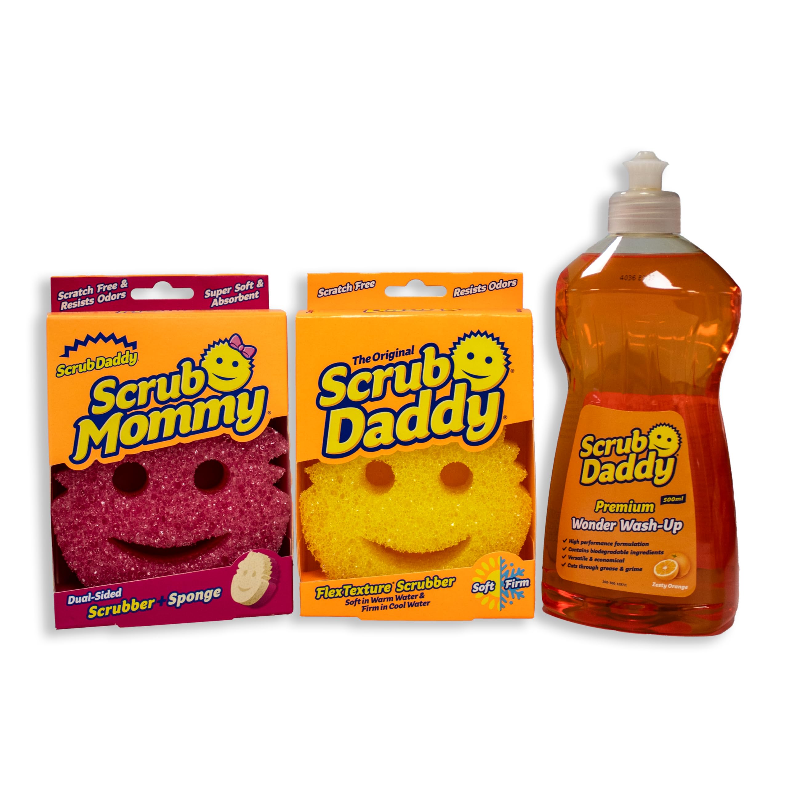 Scrub Daddy Wonder Wash-Up Combo - Dish Sponge Twin Pack with Wonder Wash-Up Liquid