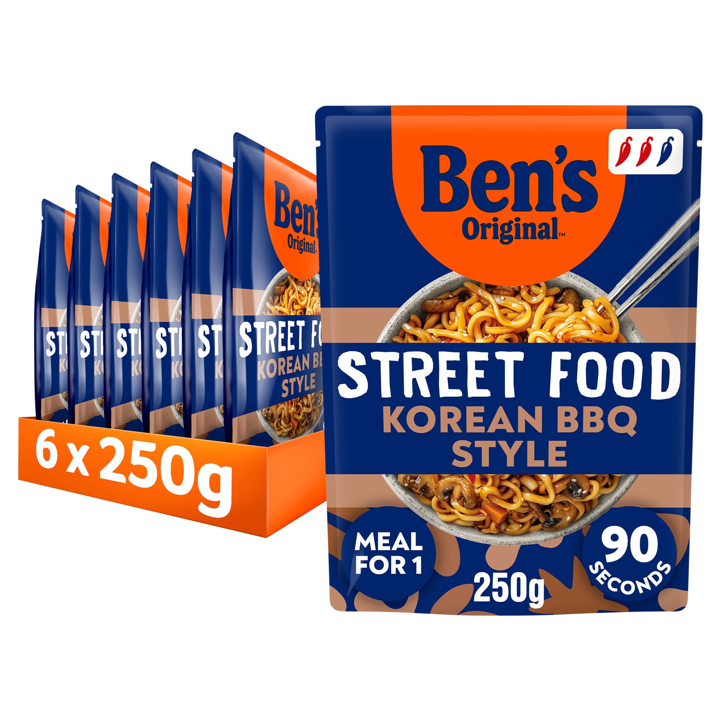 Ben's Original - Street Food Korean BBQ Style Noodles Ready Meal (6x 250g)