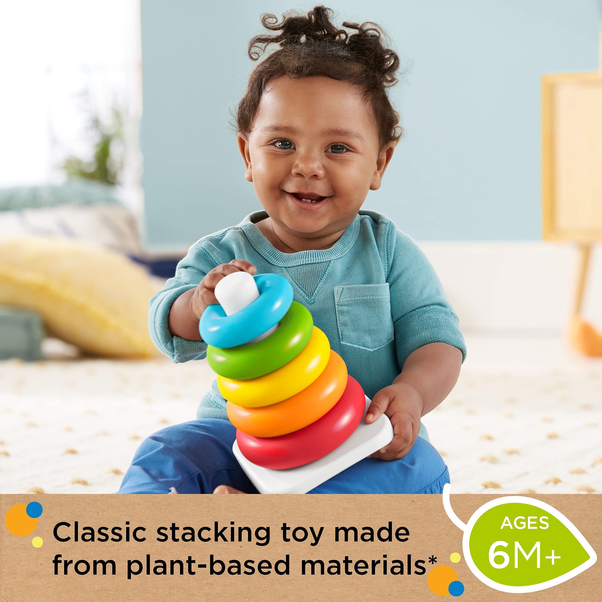 Fisher-Price Eco Rock-a-Stack Stacking Toy | 5 Rings | Ages 6 Months+ 3