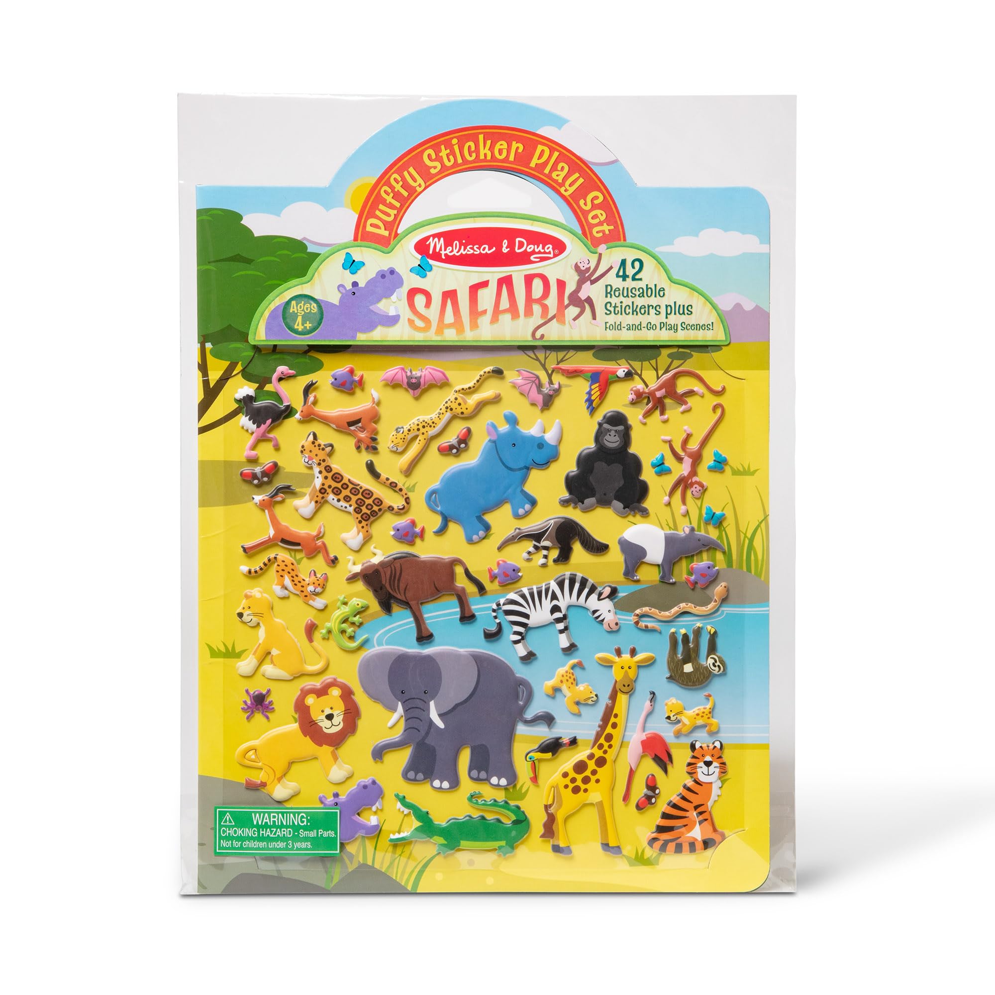 Melissa & Doug Puffy Sticker Play Set: Safari - 42 Reusable Stickers | Ages 4+ | FSC Certified