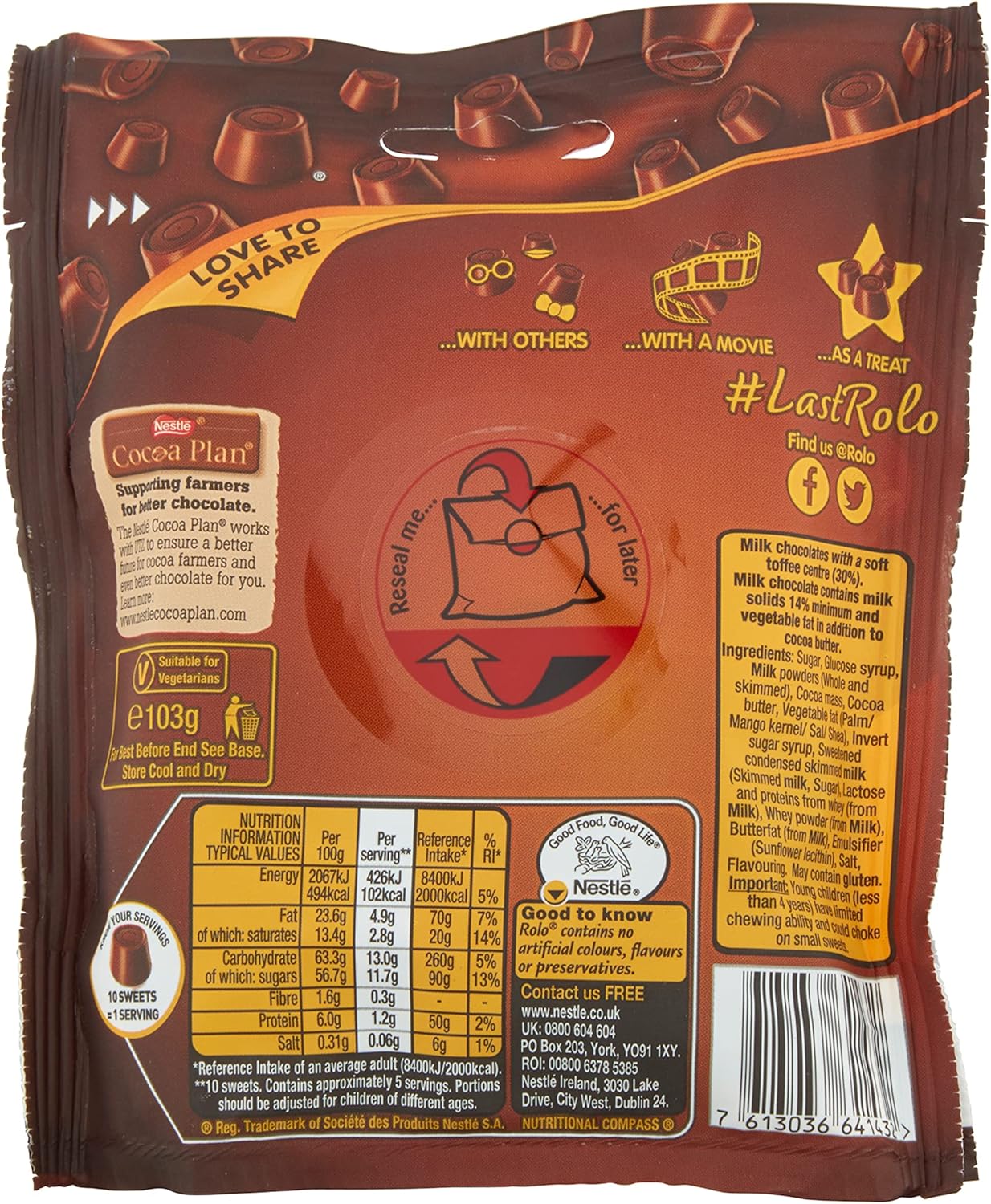 Nestlé - Little ROLO Milk Chocolate and Caramel Sharing Bags Multipack 4