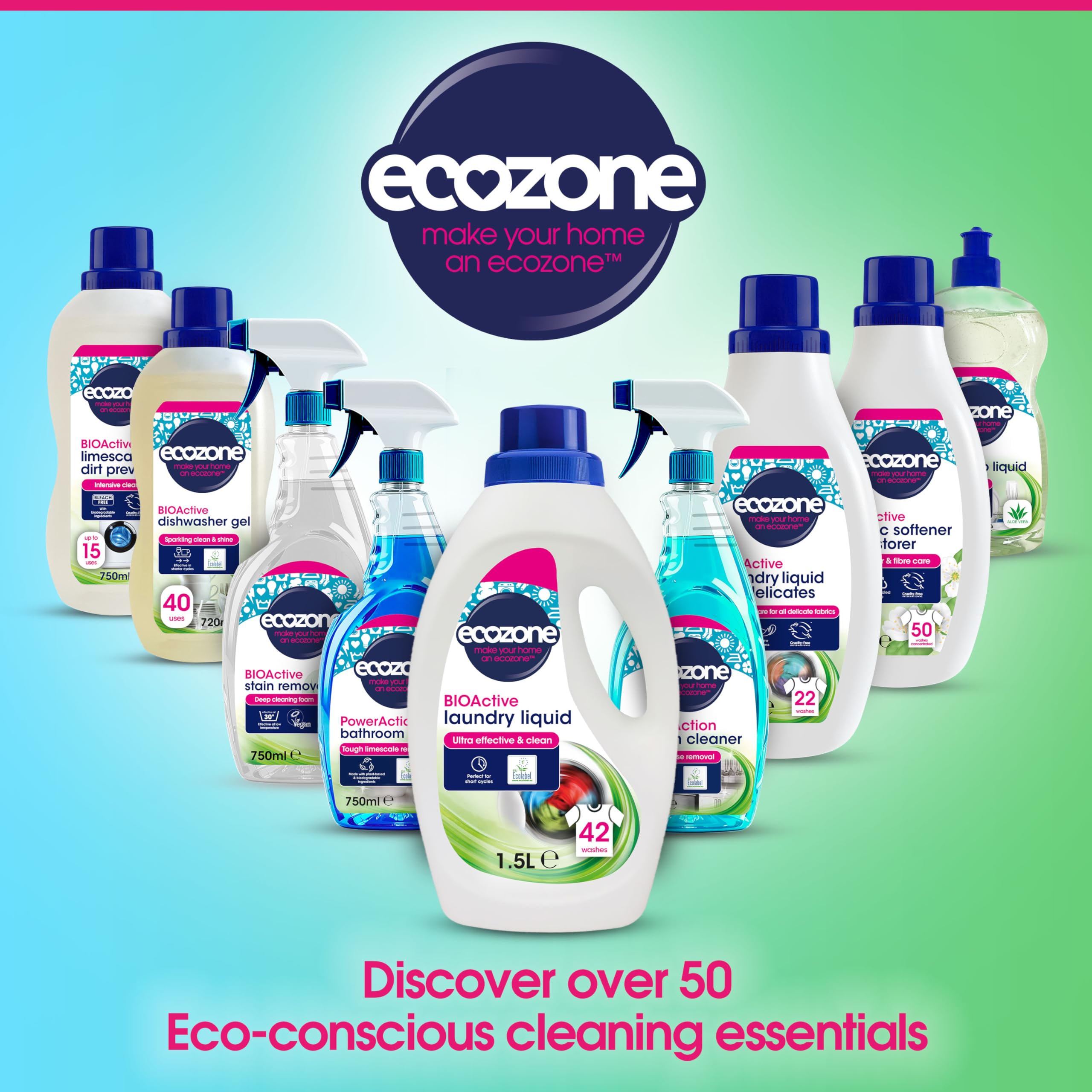 Ecozone BIOActive Laundry Cleaner Liquid Detergent - 1.5L | Plant-Based | EU Ecolabel Certified 5