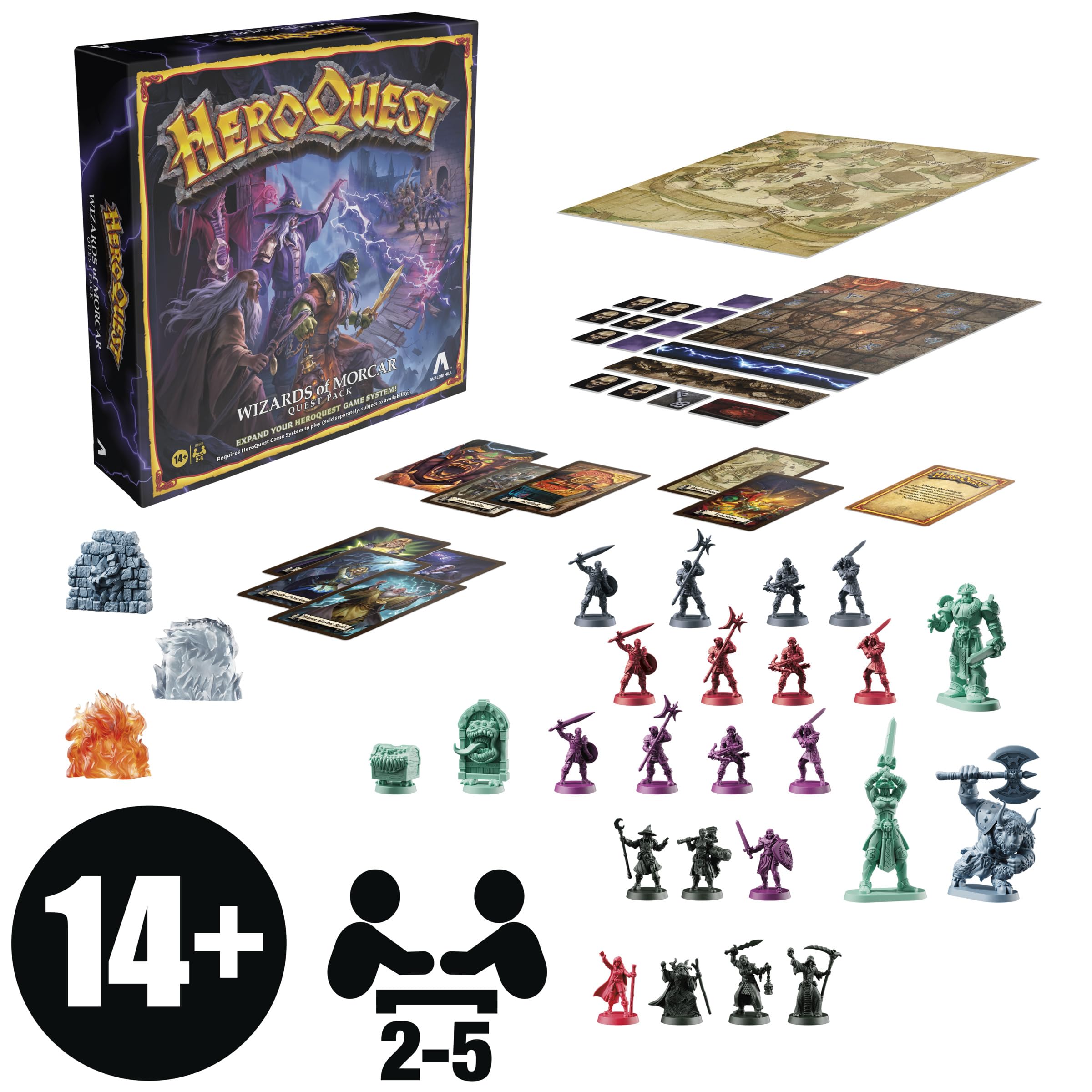 Avalon Hill HeroQuest Wizards of Morcar Quest Pack | 10 Quests | 27 Miniatures | Ages 14+