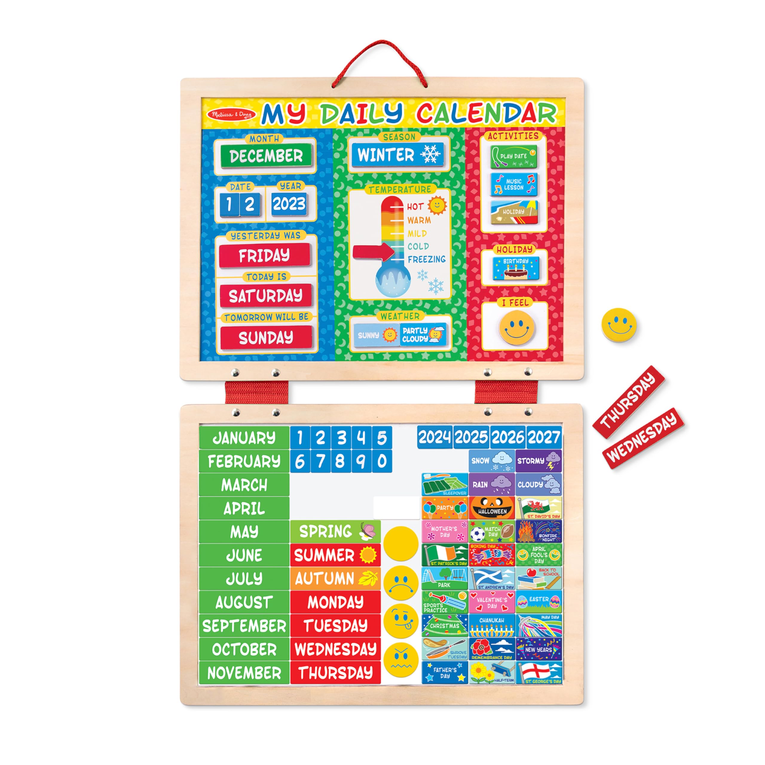 Melissa & Doug My First Daily Magnetic Calendar - Educational Wooden Toy for Kids 3+
