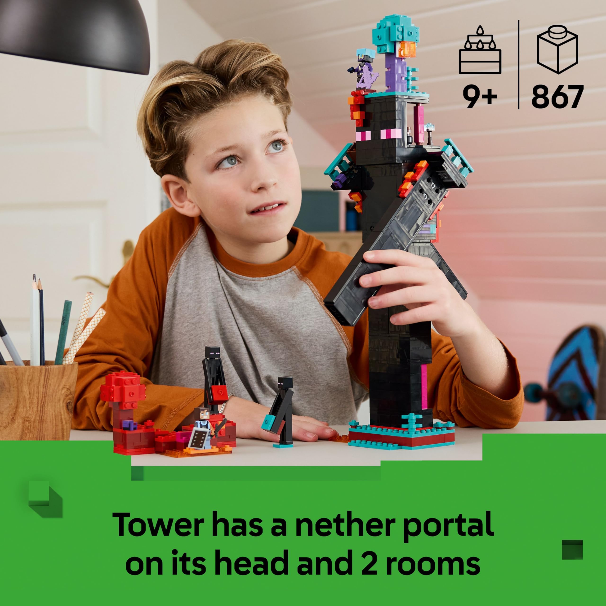 LEGO Minecraft 2in1 The Enderman Tower - Rebuildable Building Set with Enderman, Endermite & Nether Portal 4