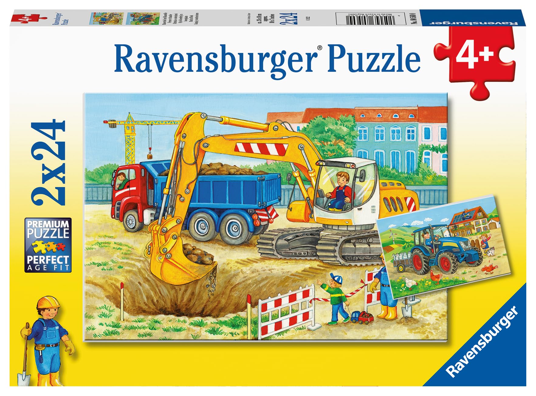 Ravensburger Farm & Building Site 2x 24-Piece Jigsaw Puzzles for Kids Age 4+