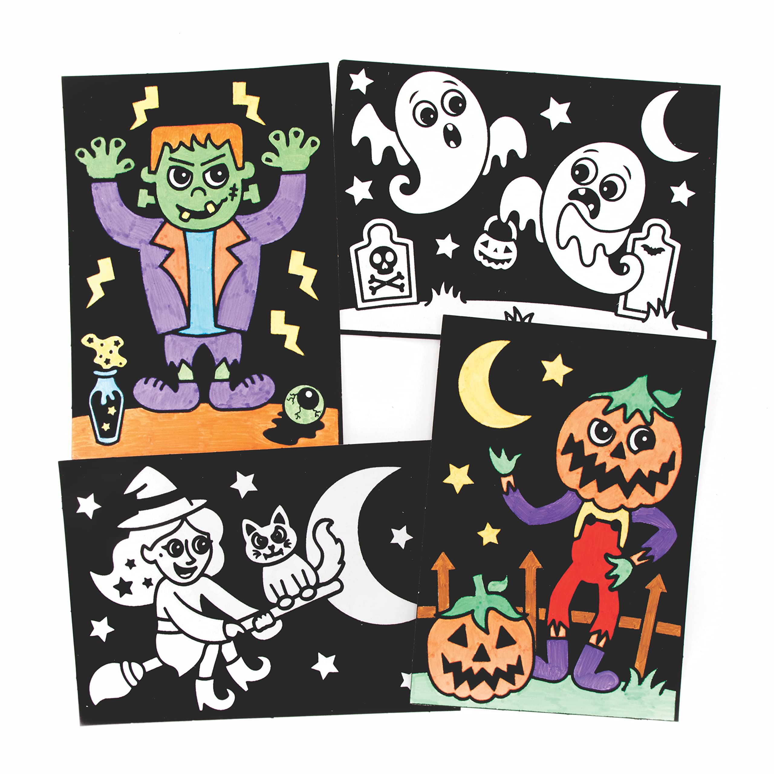 Baker Ross Halloween Colour In Picture Decorations - Pack of 10 Felt Craft Kit