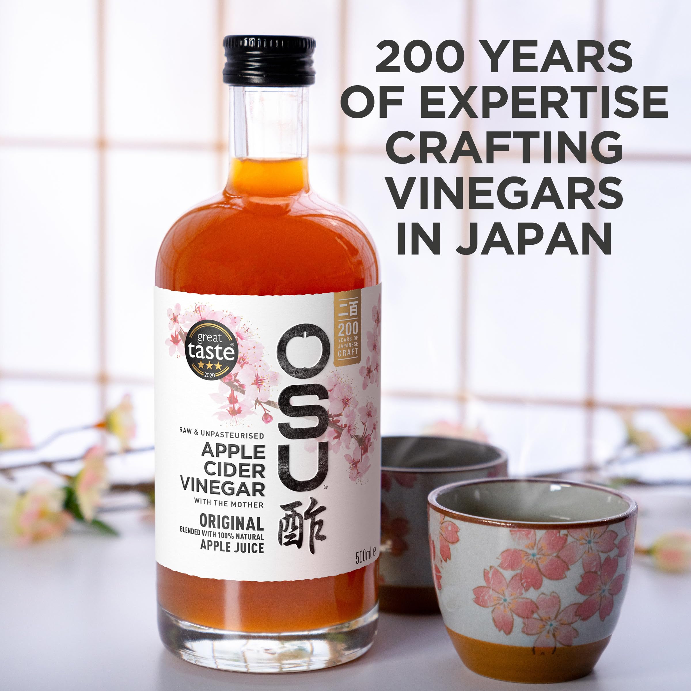 OSU Apple Cider Vinegar with The Mother & Apple Juice - Raw, Unpasteurised, Vegan Certified - 500 ml 2