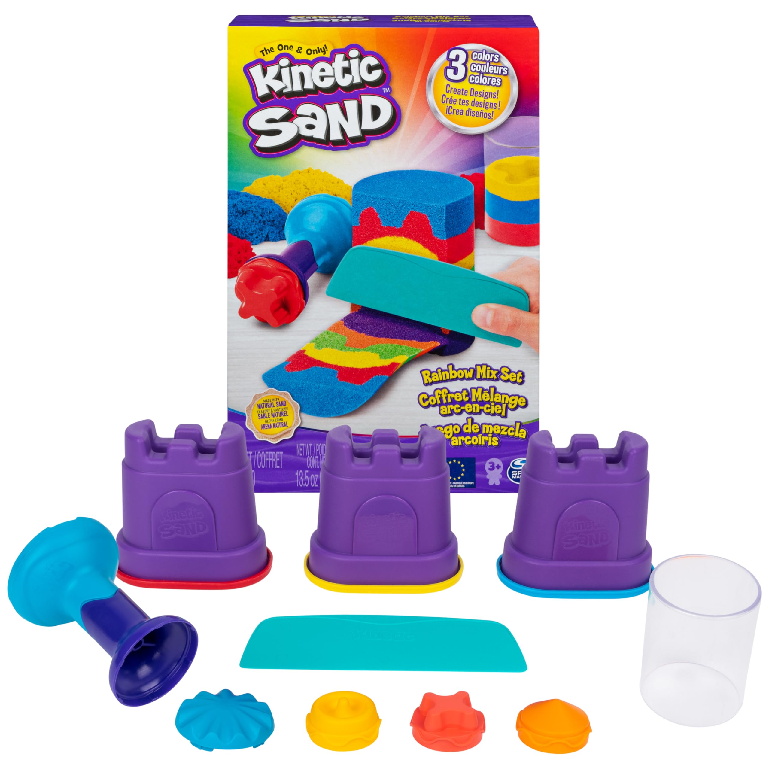Kinetic Sand Rainbow Mix Set - 382g with 6 Tools for Kids 3+ 10