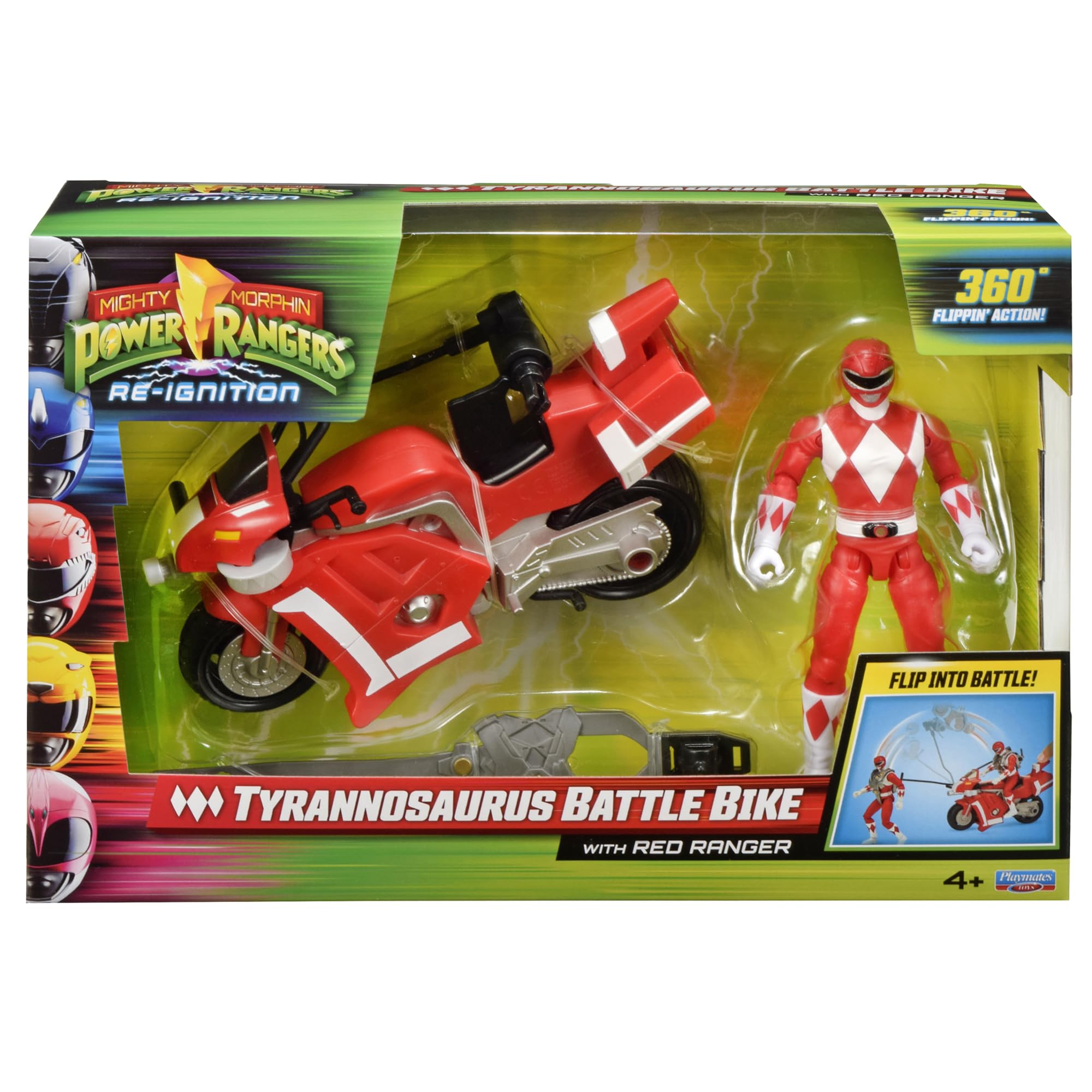 Power Rangers Mighty Morphin Re-Ignition - Tyrannosaurus Battle Bike with Red Ranger Action Figure