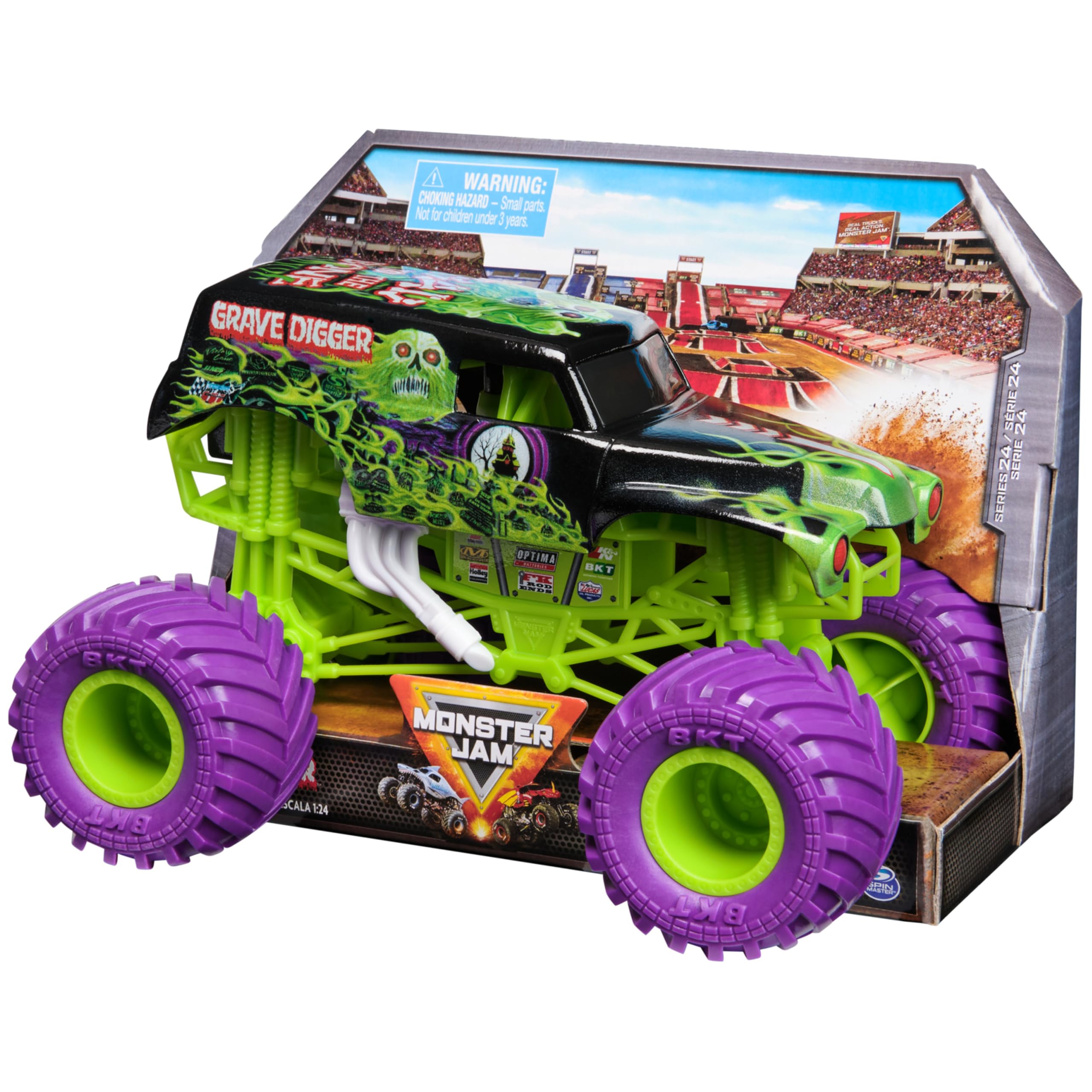 Monster Jam Grave Digger Official 1:24 Scale Die-Cast Monster Truck | Working Suspension 5