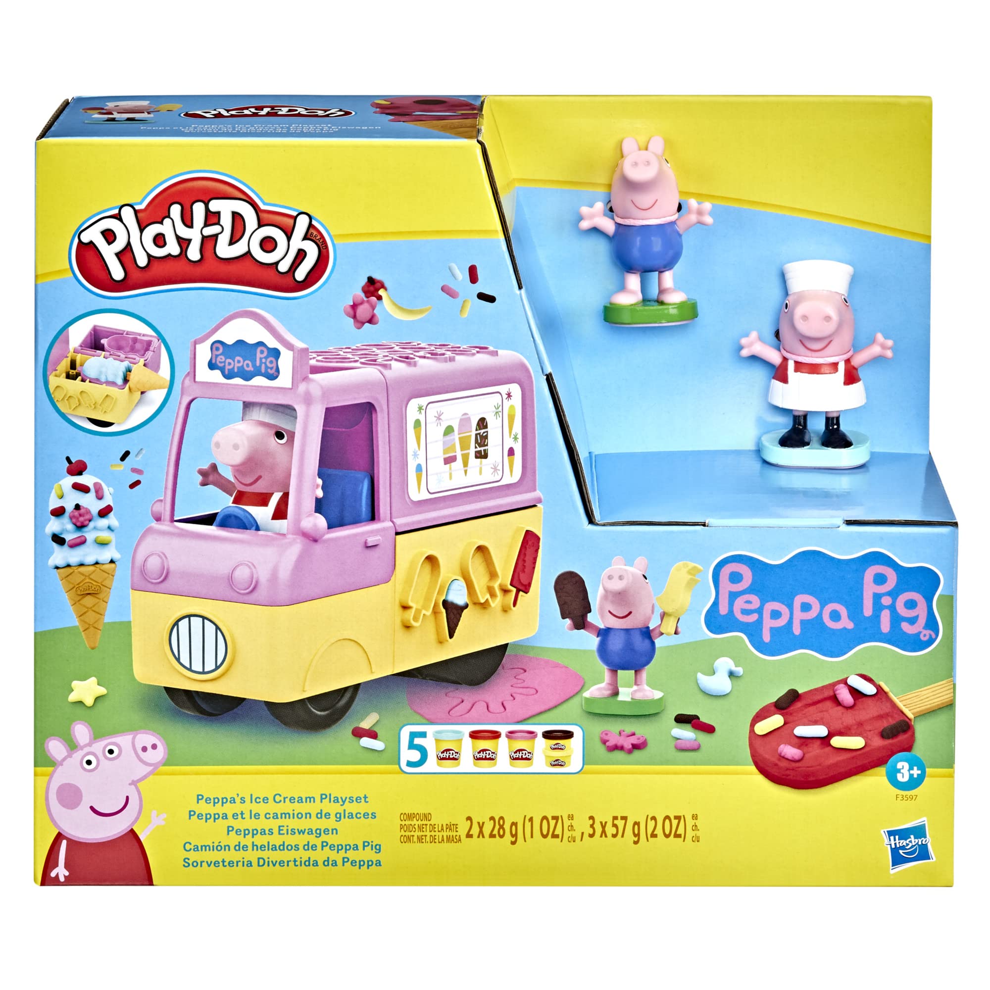 Play-Doh Peppa's Ice Cream Playset - Pretend Play Vehicle with Figures & 5 Colors for Toddlers 9