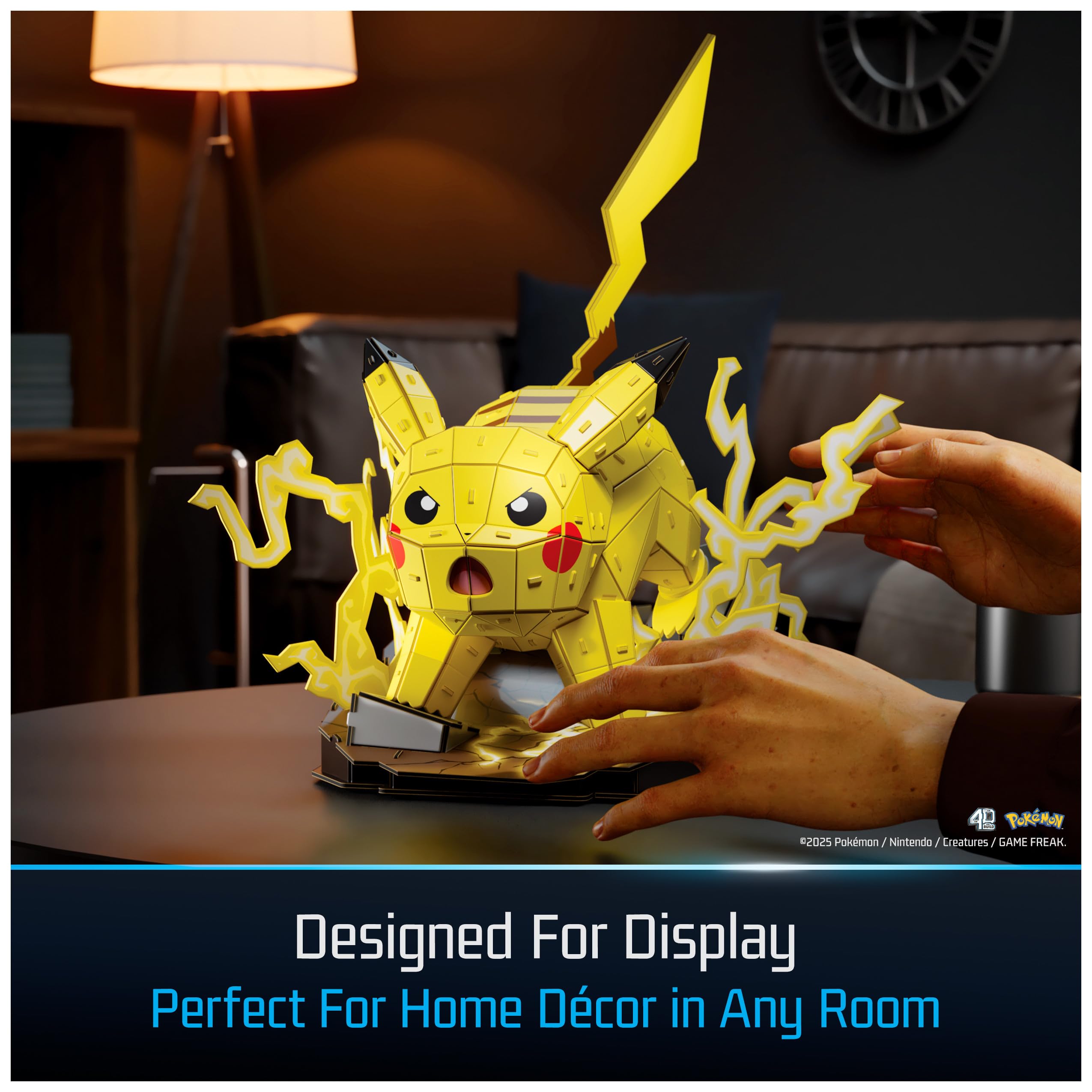 4D Build Pokémon Pikachu 3D Model Kit - 201-Piece Building Puzzle for Ages 12+ 4