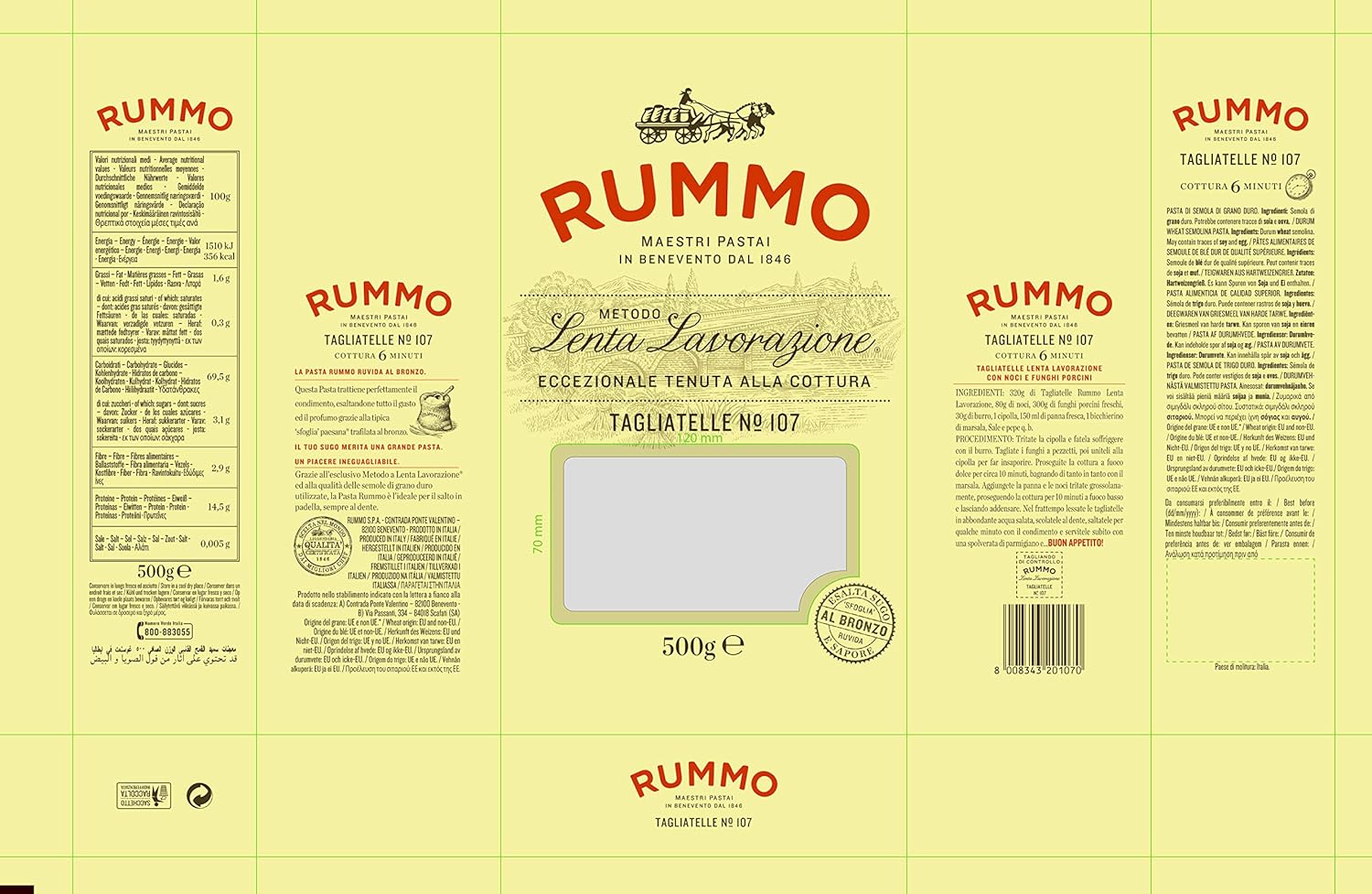 Rummo No.107 Tagliatelle Pasta, 500 g
