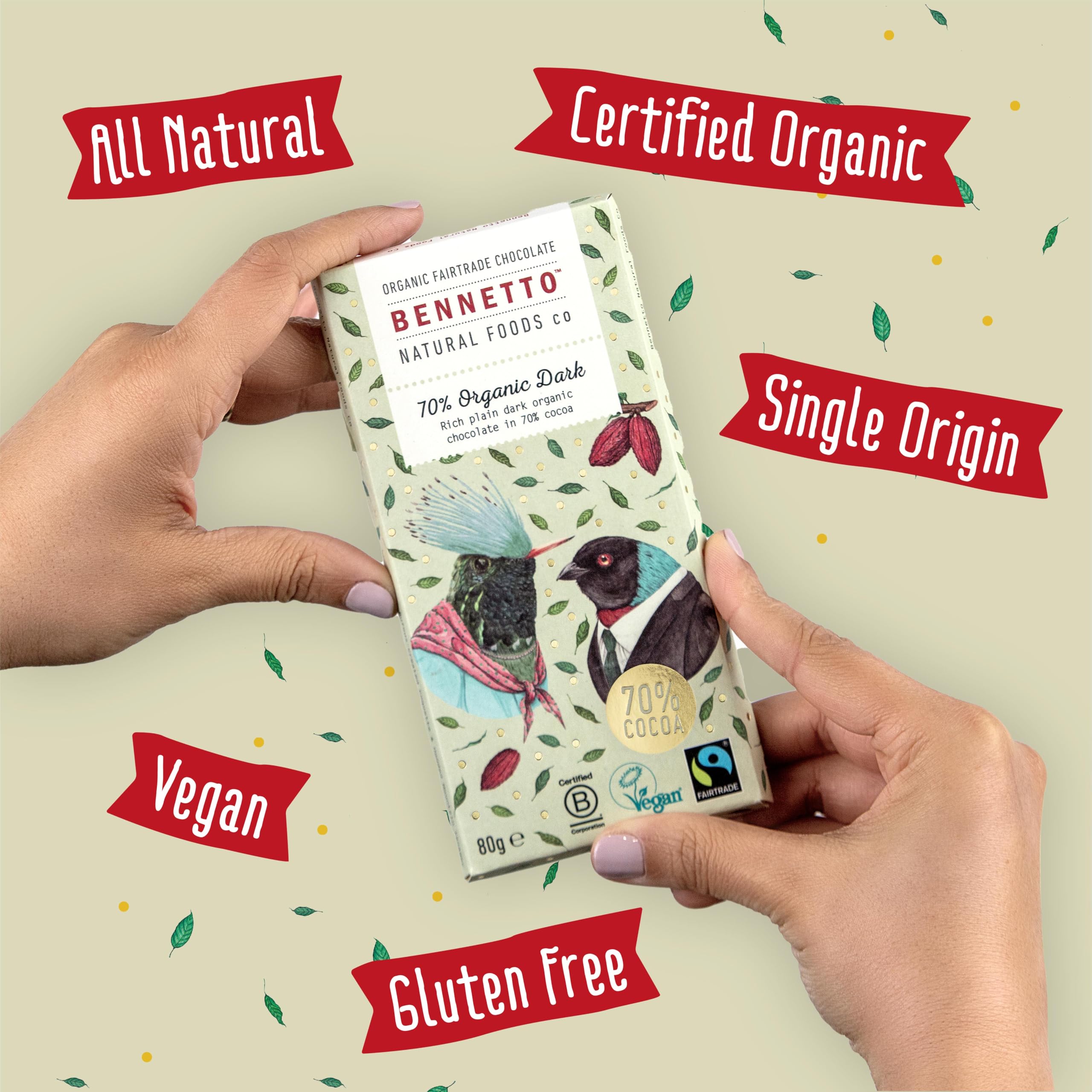 Bennetto 70% Organic Dark Rich Chocolate Bar - Single Origin Ecuador Cocoa, Vegan & Gluten-Free 5