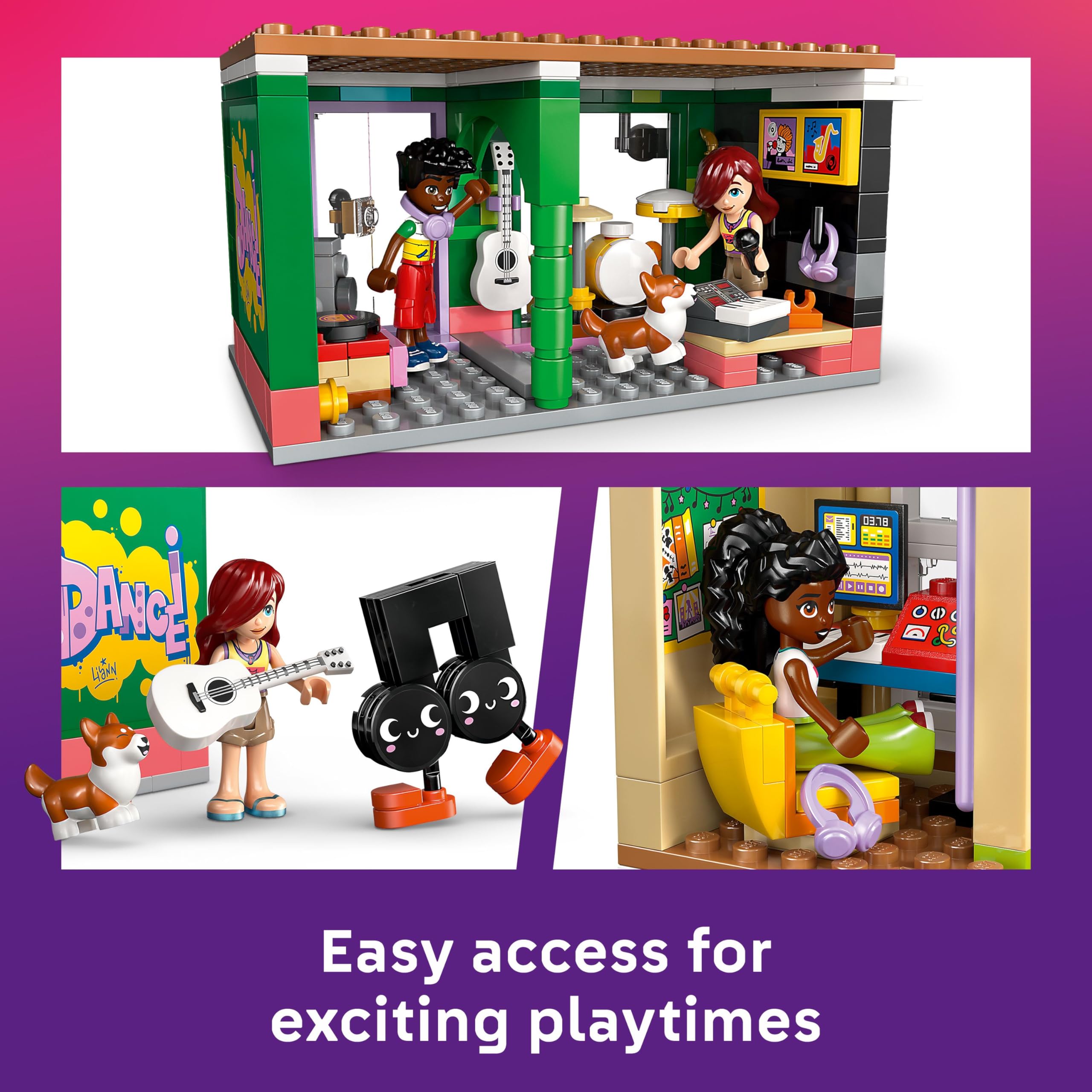 LEGO Friends Music Shop & Apartment Set 42653 - 3 Minidolls, Corgi, Music Accessories | Age 7+ 3