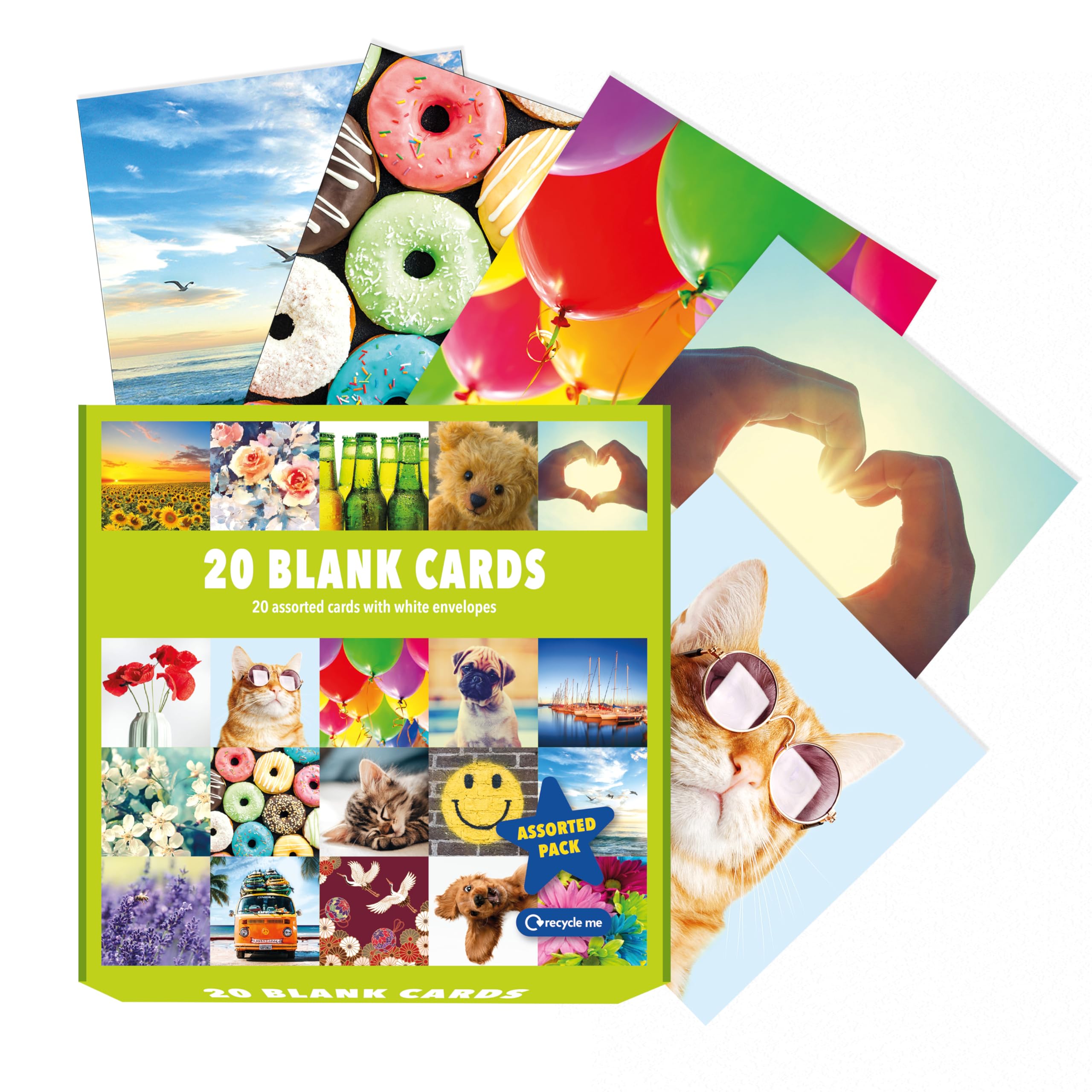 Piccadilly Greetings Assorted Blank Cards Multipack - 20 Cards, 16x16 cm, FSC Mix Approved