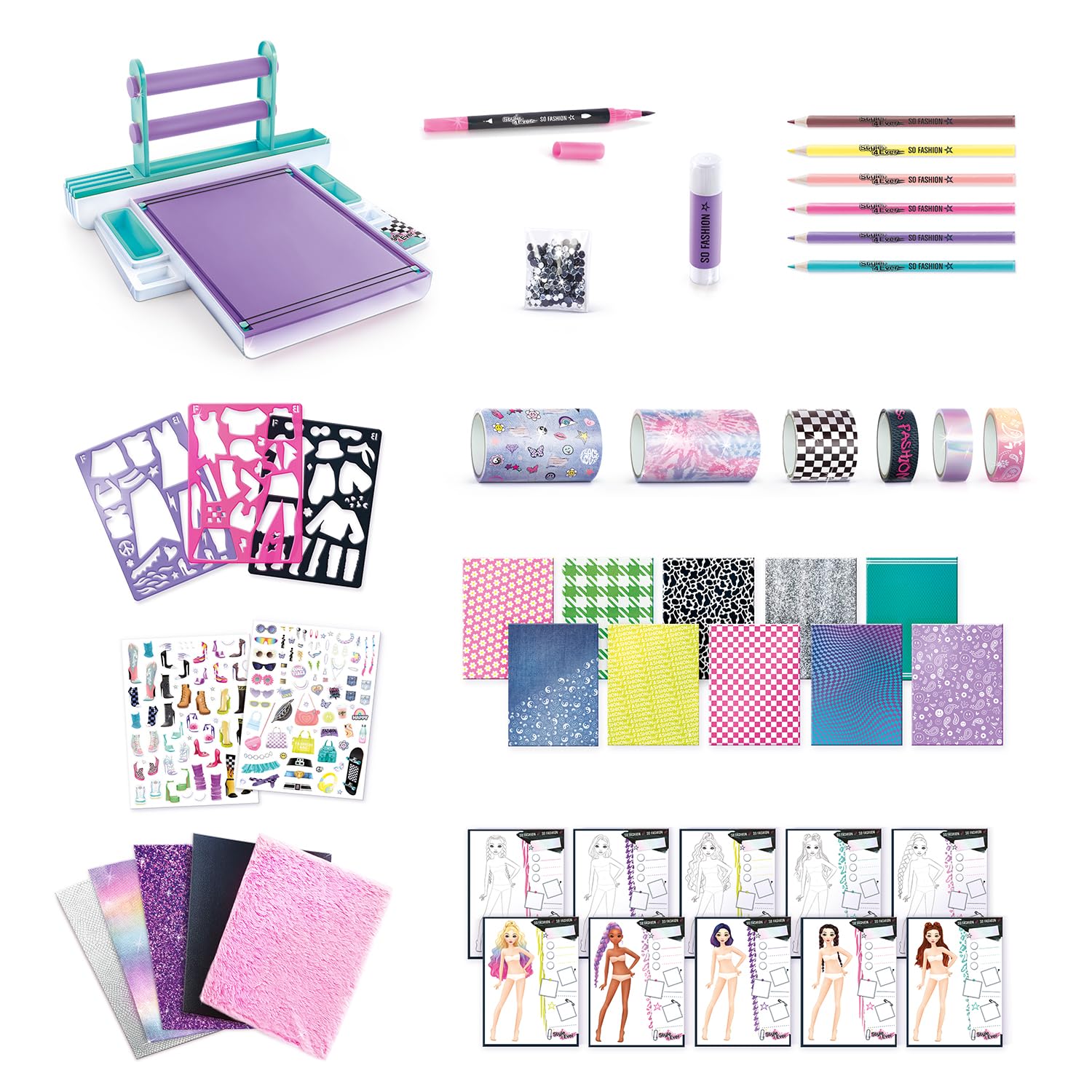 Style 4 Ever Fashion Designer Studio - Real Adhesive Fabrics & Design Kit 4