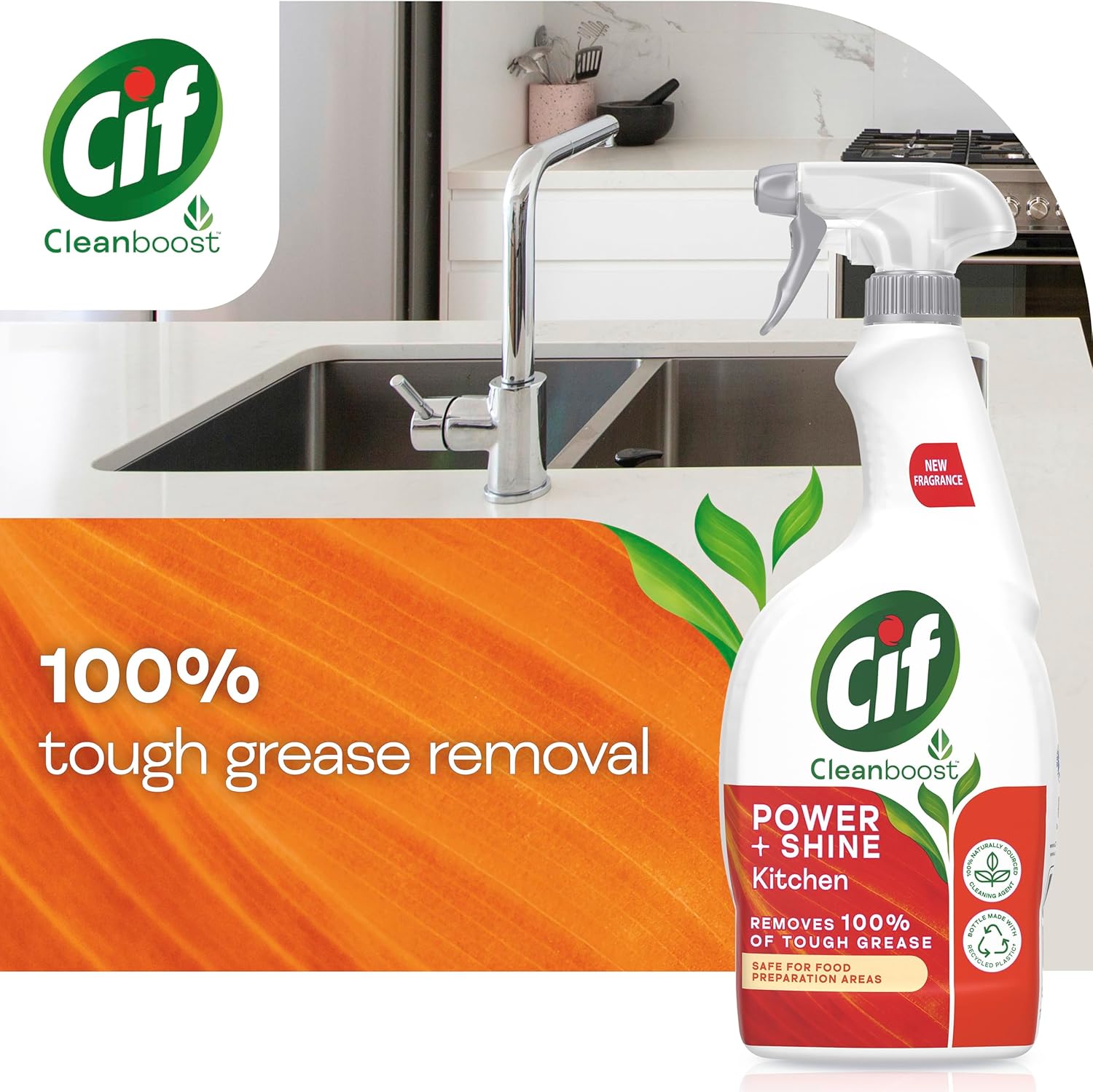Cif Power & Shine Kitchen Spray - Tough Grease Remover for Ceramic, Chrome & Enamel (700ml) 4