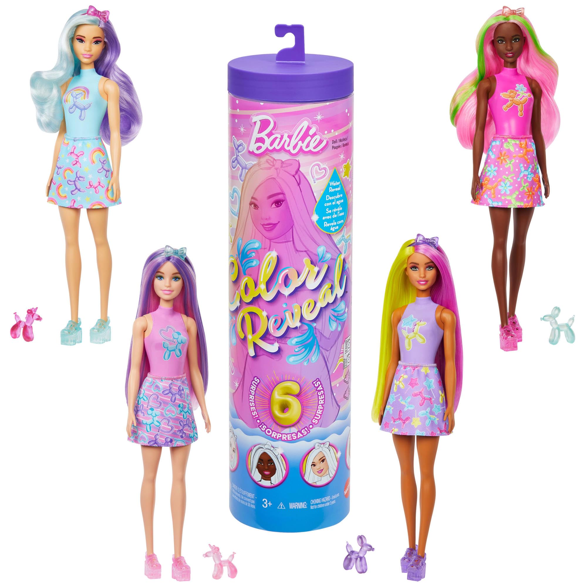 Barbie Color Reveal Doll & Accessories - Balloon Animals Series | 6 Surprises | JFV58