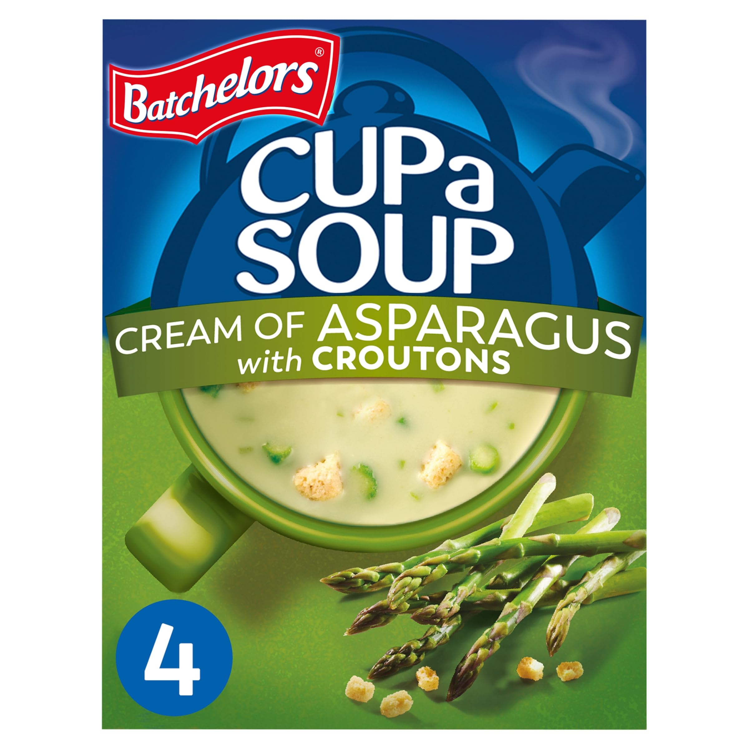 Batchelors Cup a Soup Cream of Asparagus with Croutons Instant Soup Sachets, 4 Sachets