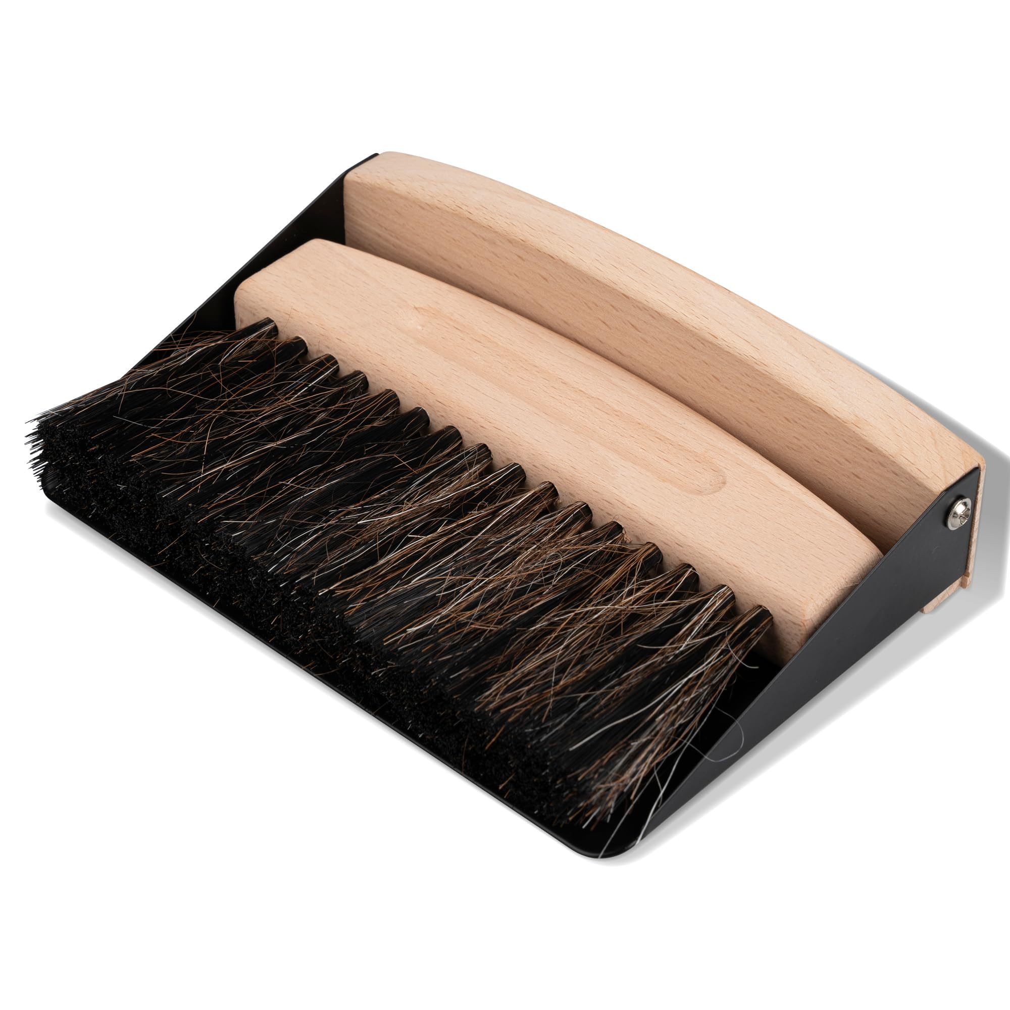 ENA Living Mini Dustpan and Brush Set - Sustainable Beechwood & Steel | Small Household Cleaning Tool