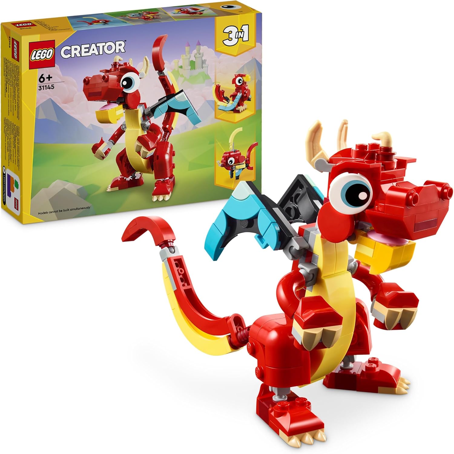LEGO Creator 3in1 Red Dragon, Phoenix & Fish Building Set - 149 Pieces for Kids 6+