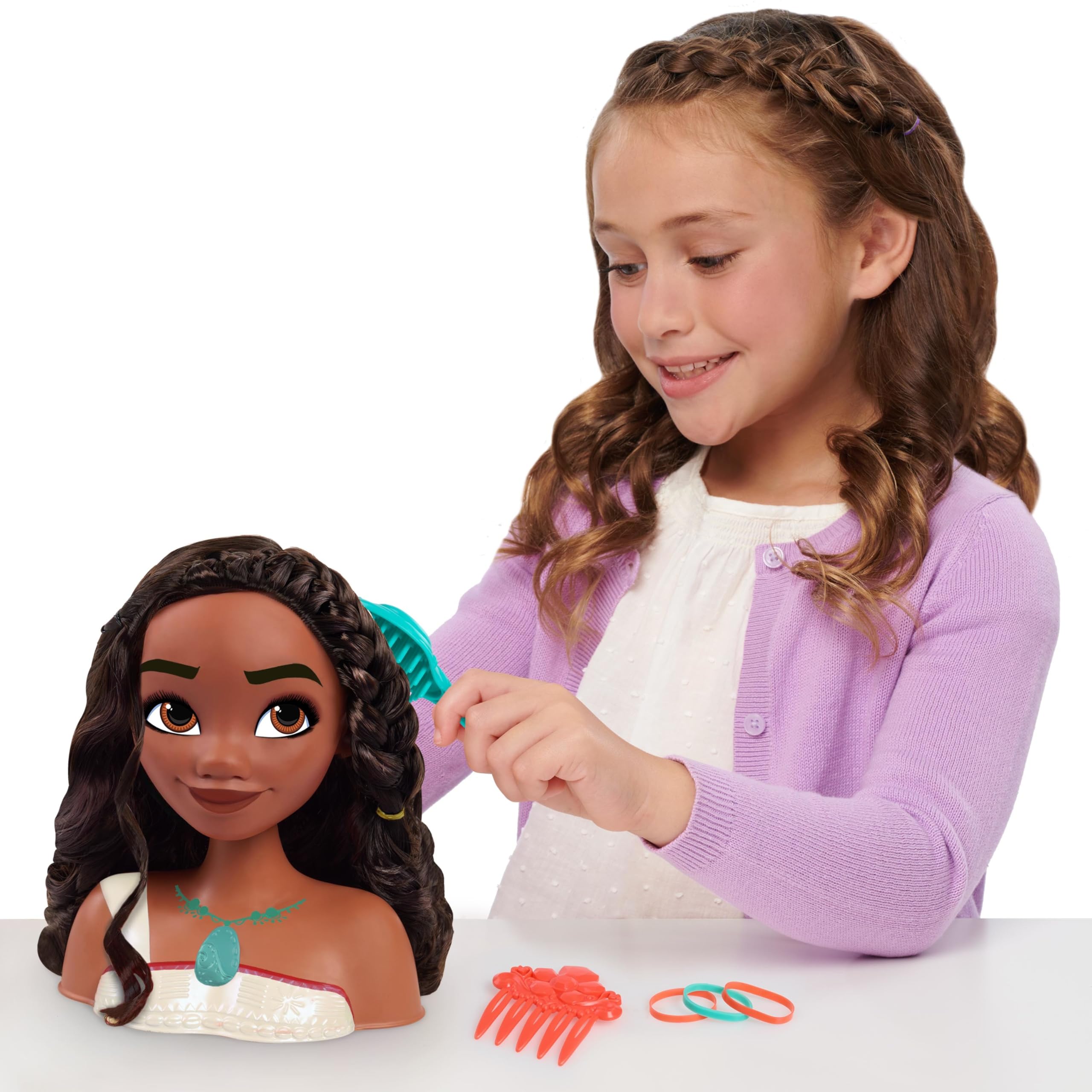 Just Play Disney Princess Moana 2 Styling Head with 7-Piece Hair Accessory Set 3