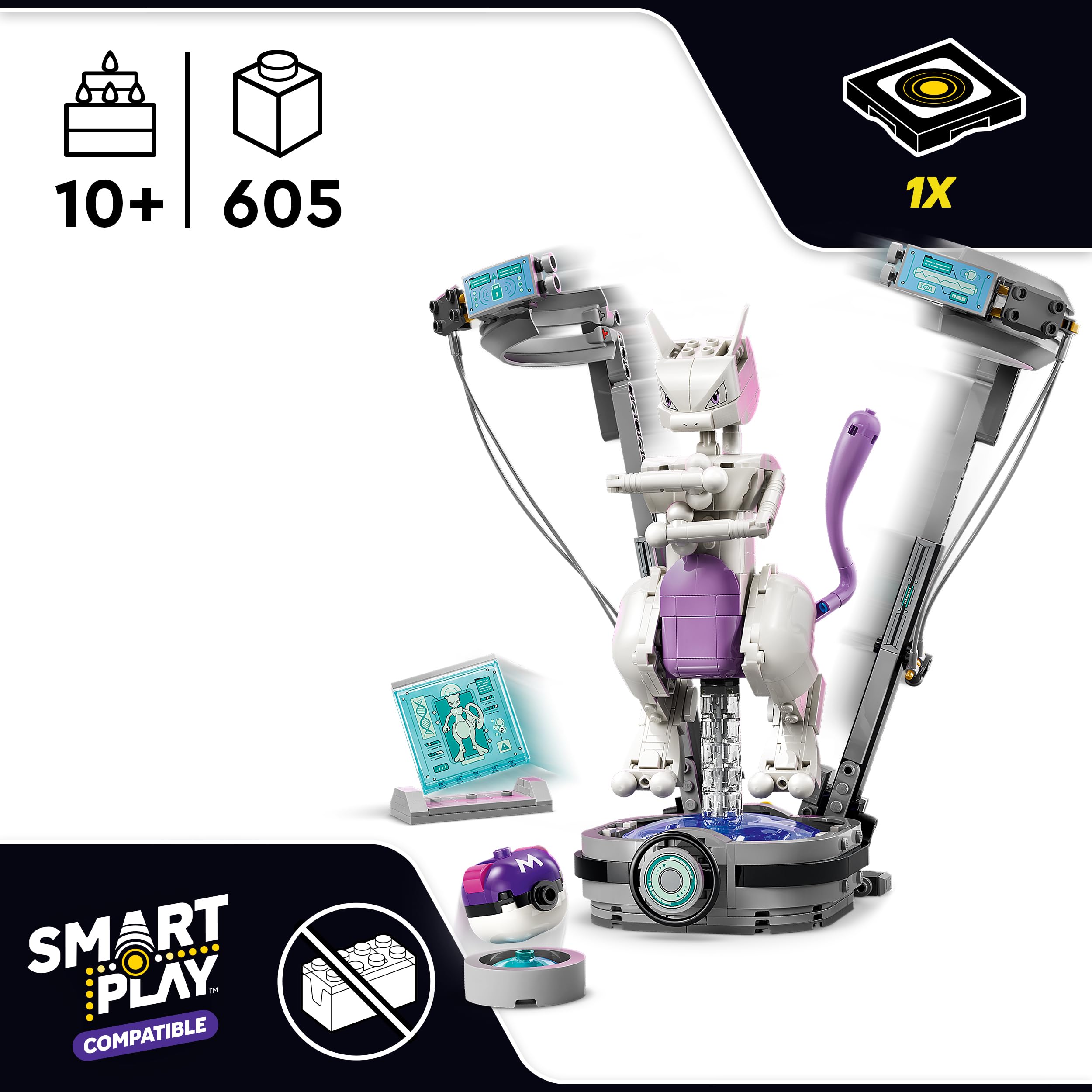 LEGO Pokémon SMART Play: Mewtwo’s Lab Break Building Set 72163 | Ages 10+ 2