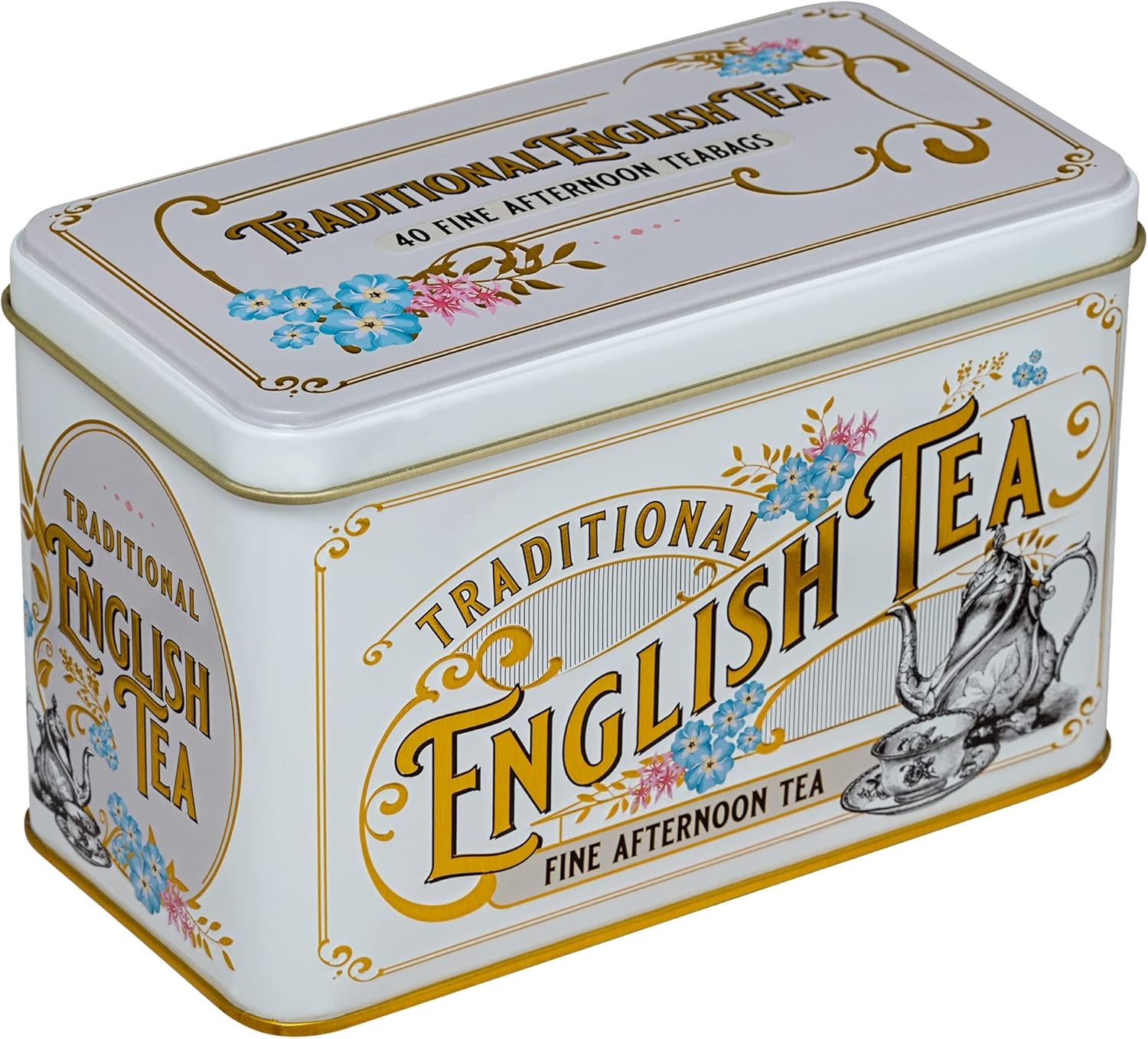 New English Teas Vintage Victorian Ivory Tea Caddy with 40 English Afternoon Teabags