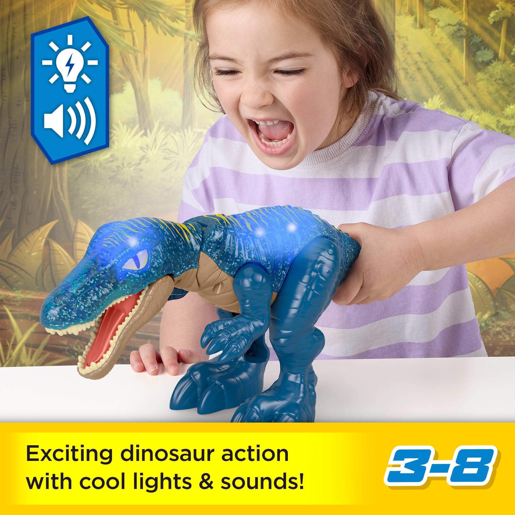 Fisher-Price Imaginext Jurassic World Growl & Glow Baryonyx Dinosaur Toy | Lights & Sound | Ages 3-8