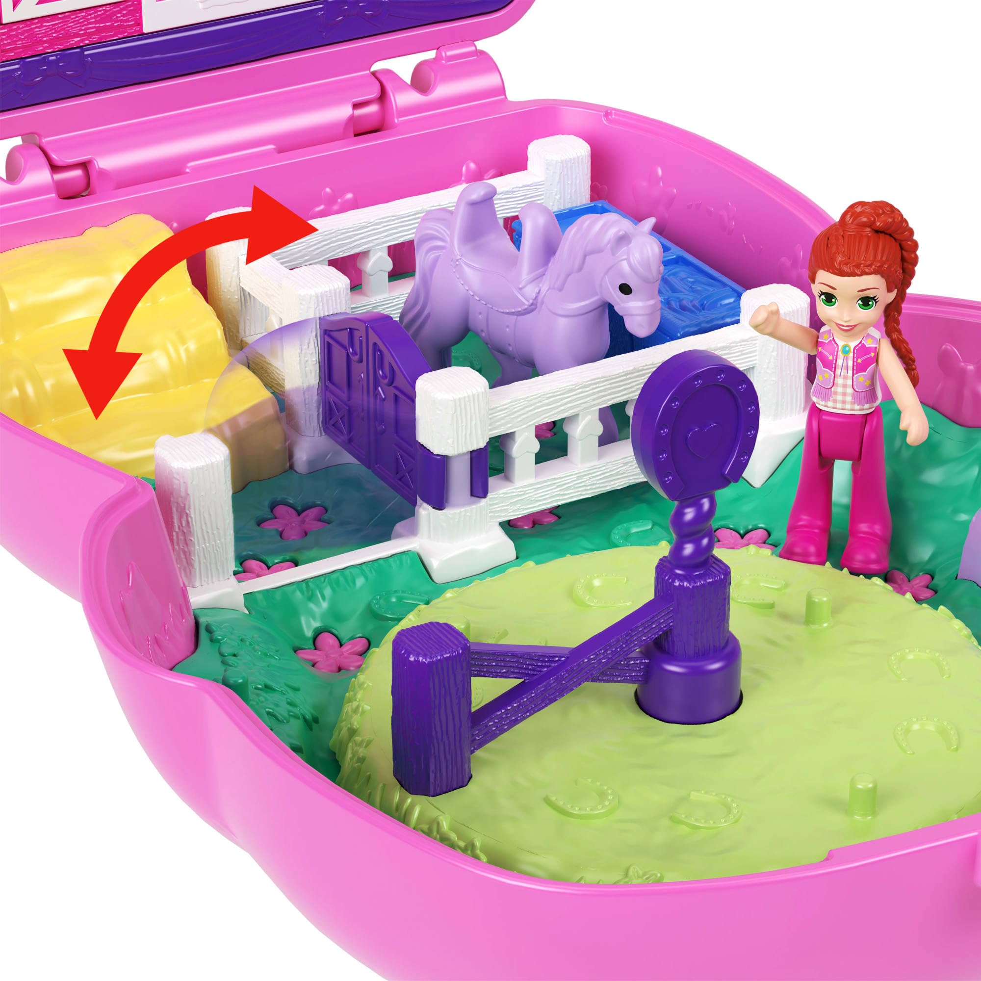 Polly Pocket Pony Rodeo Compact Playset - Micro Doll with 2 Pet Ponies & 10 Accessories 10