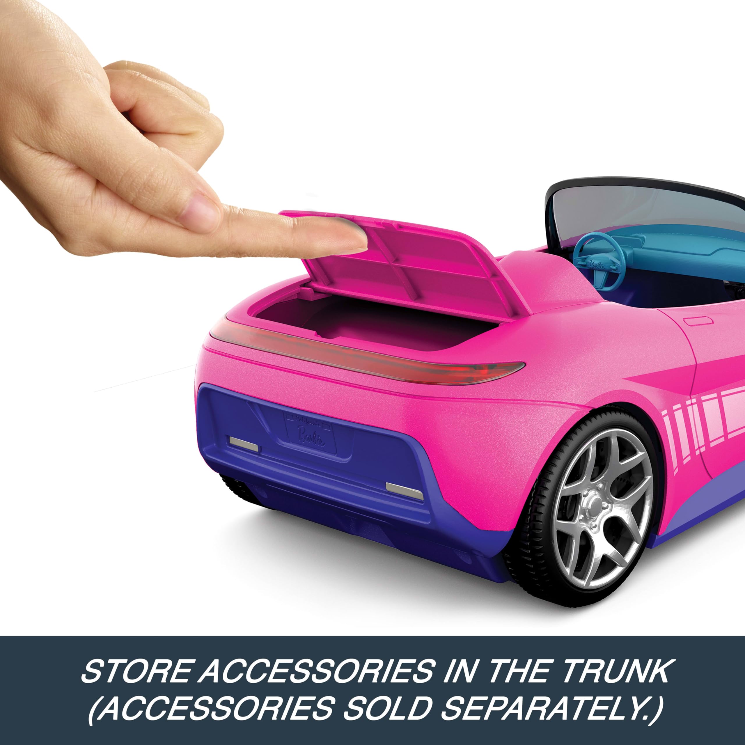 Hot Wheels RC Barbie Convertible Toy Car - Remote-Controlled Pink Vehicle for 2 Barbie Dolls 3