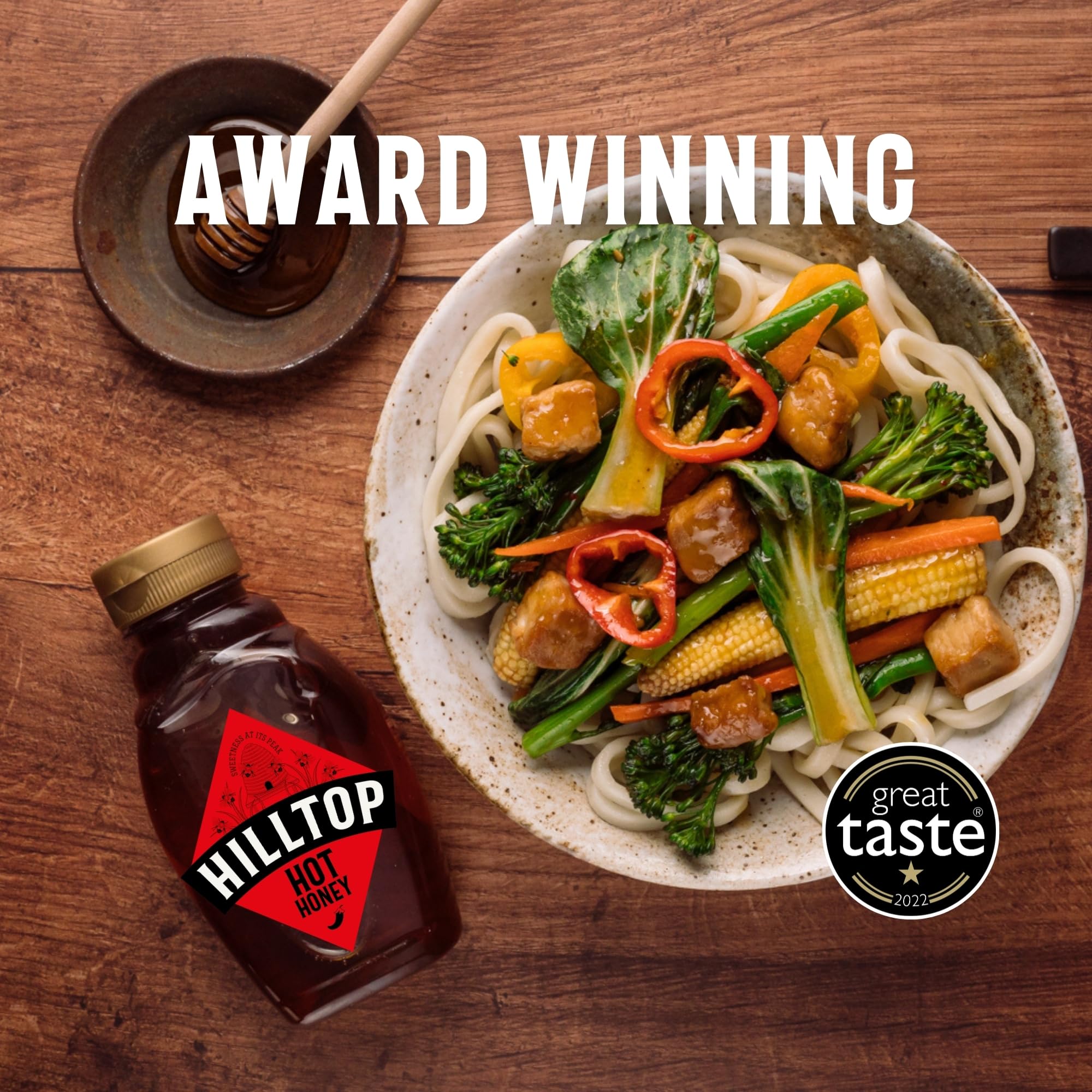 Hilltop Honey Hot Honey - Chilli Infused Natural Honey - Squeezy Bottle 340g 5