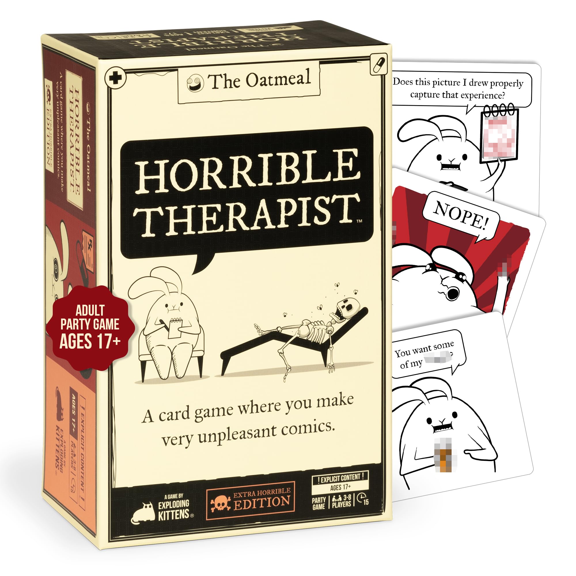 Exploding Kittens Horrible Therapist: Extra Horrible Edition Card Game for 3-8 Players Aged 17+