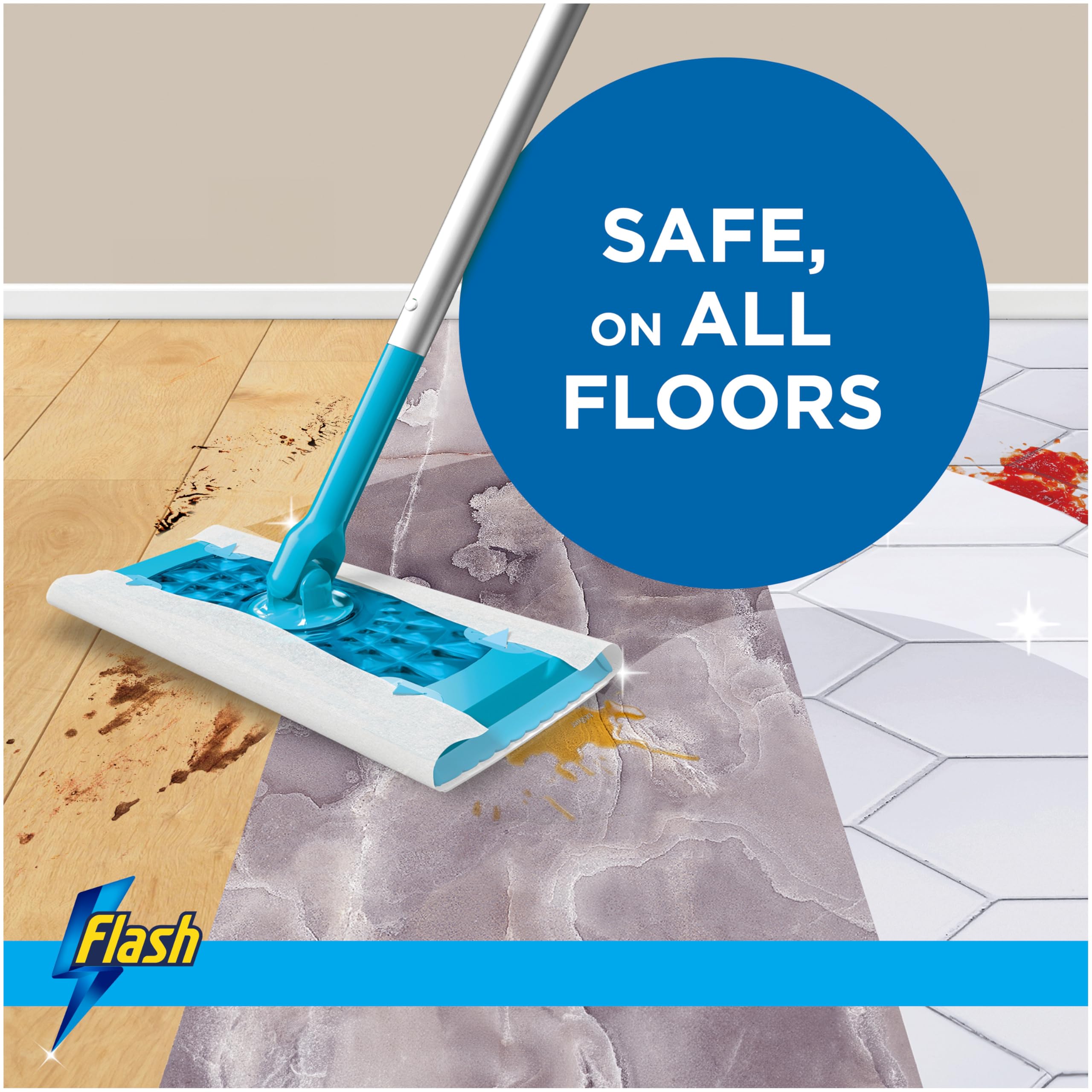 FLASH Speedmop Floor Cleaner Starter Kit with 20 Wet Refills | Dirt-Lifting Fibres | Lemon Scent 8