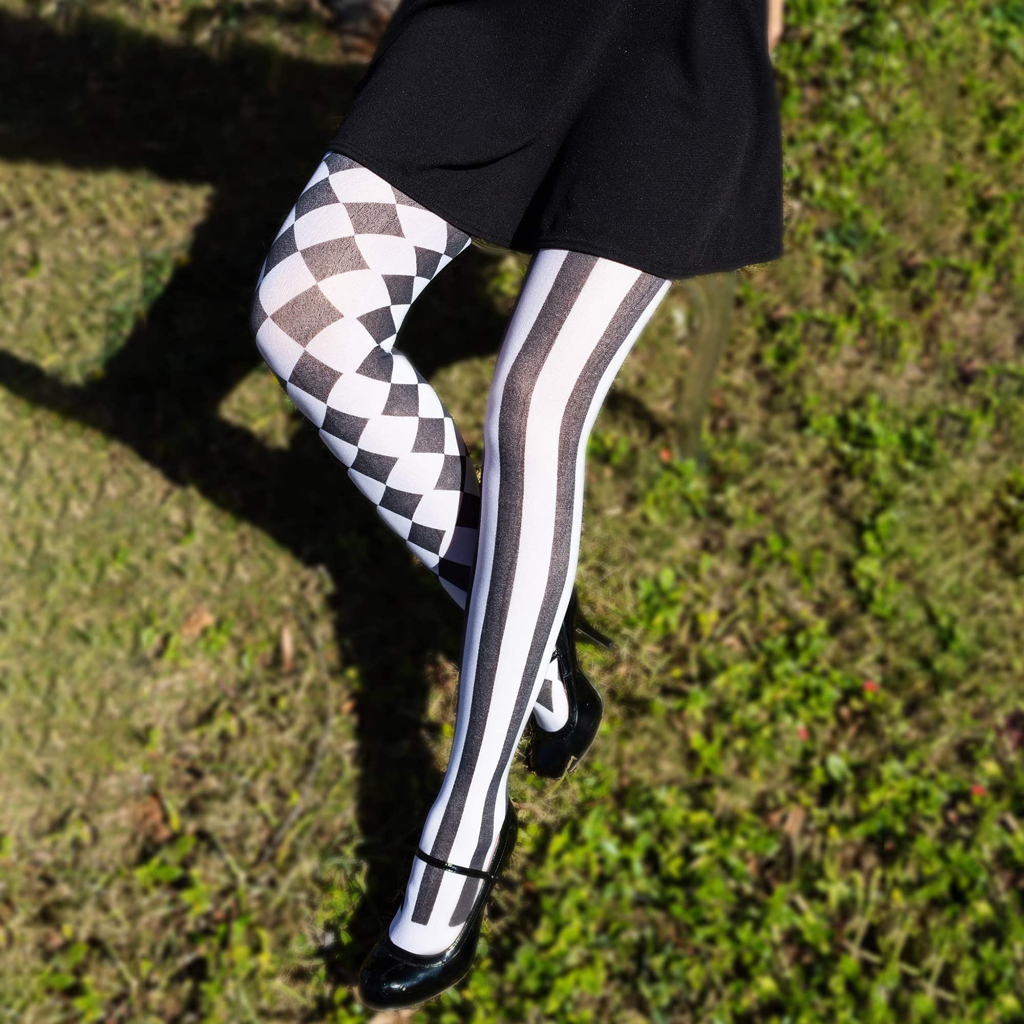 Bristol Novelty Harlequin Tights Hat, Black & White, One Size 3