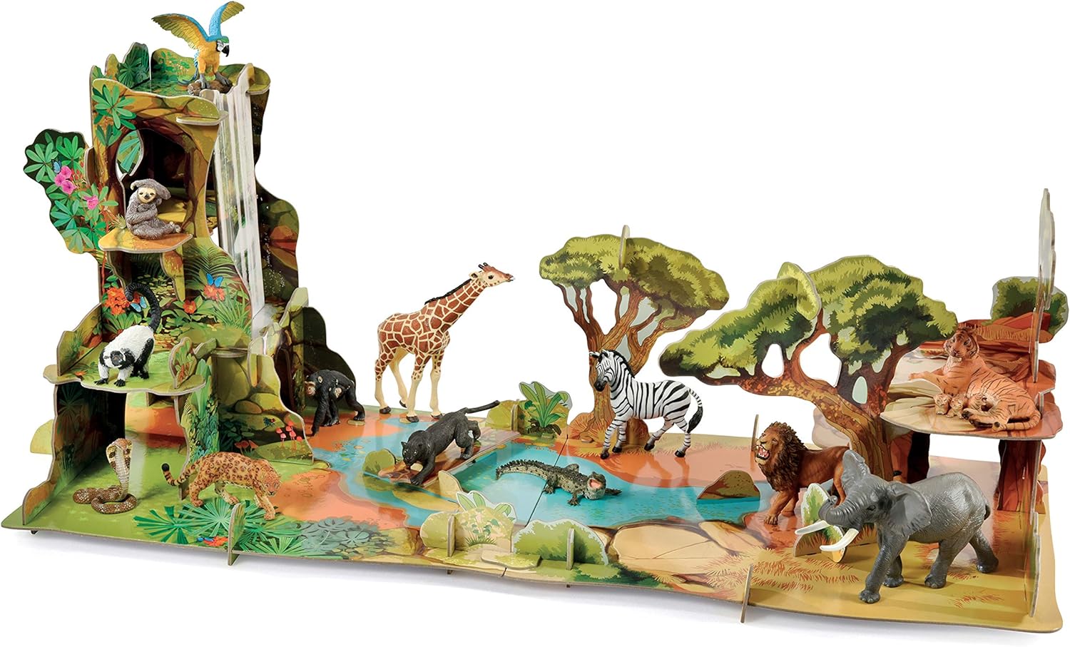 Papo Jungle Playset 60112 - Cardboard Wildlife Habitat for Animal Figurines, Ages 3+