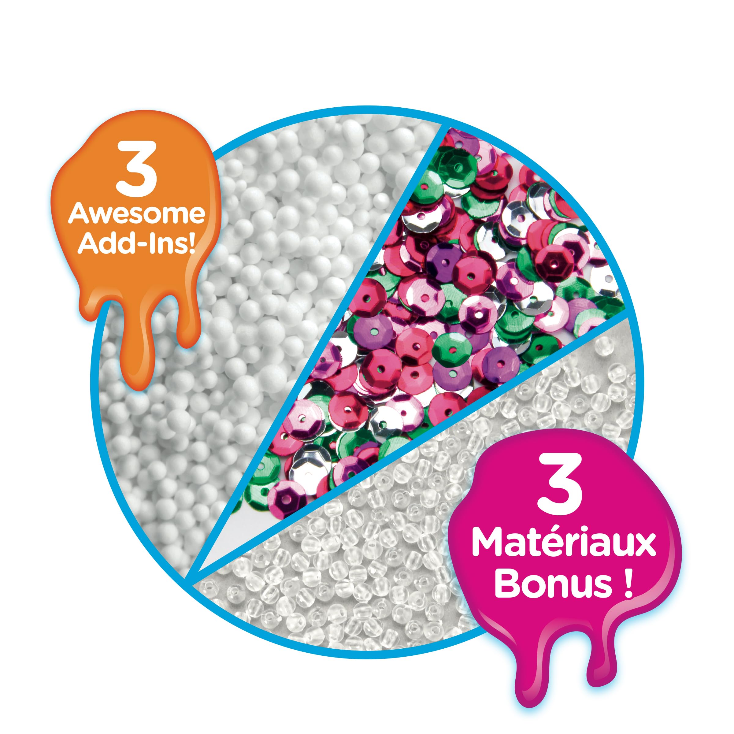 LEXIBOOK Slimy Mix Kit - 12 Colors | Glitter, Foam Beads, Pearls | Sensory & Creativity Toy