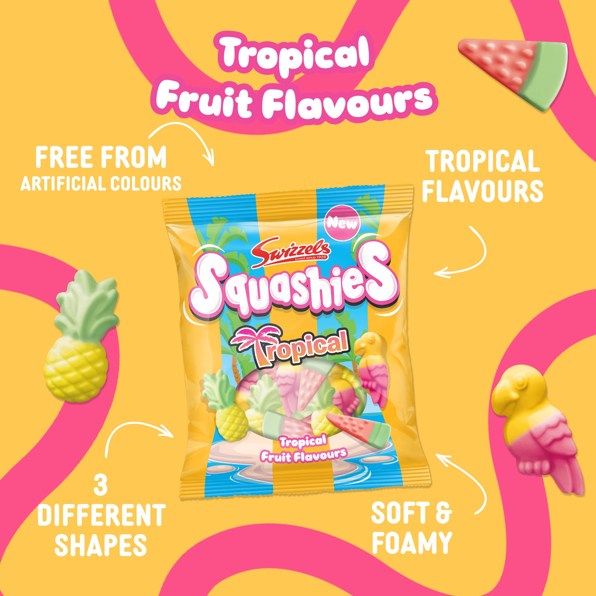 Swizzels Squashies Tropical Flavour 100g - Fruity Chewy Sweets with Fun Shapes 3