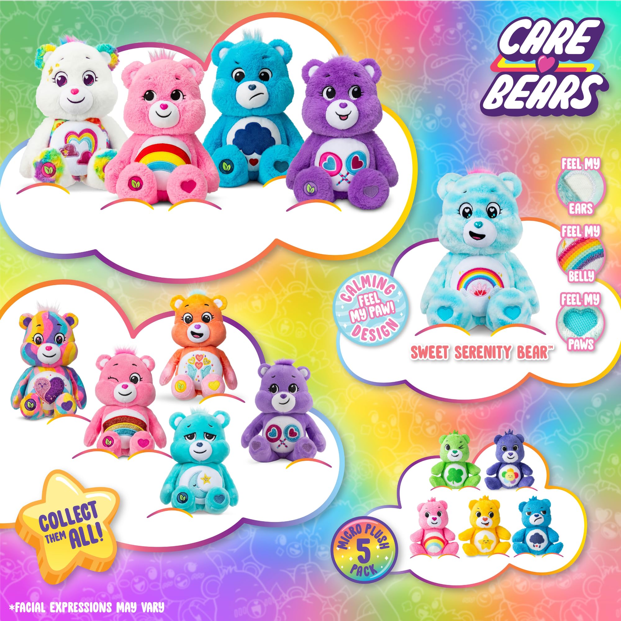 Care Bears Cheer Bear 35cm Plush Toy - Soft Cuddly Stuffed Animal for Kids 8