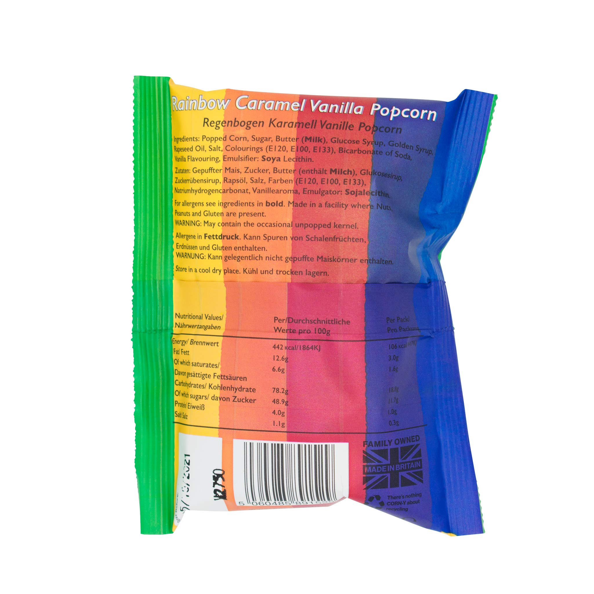 Popcorn Shed Rainbow Gourmet Popcorn Snack Pack - Vanilla Caramel Multicoloured Popcorn, Gluten Free, 24g 4