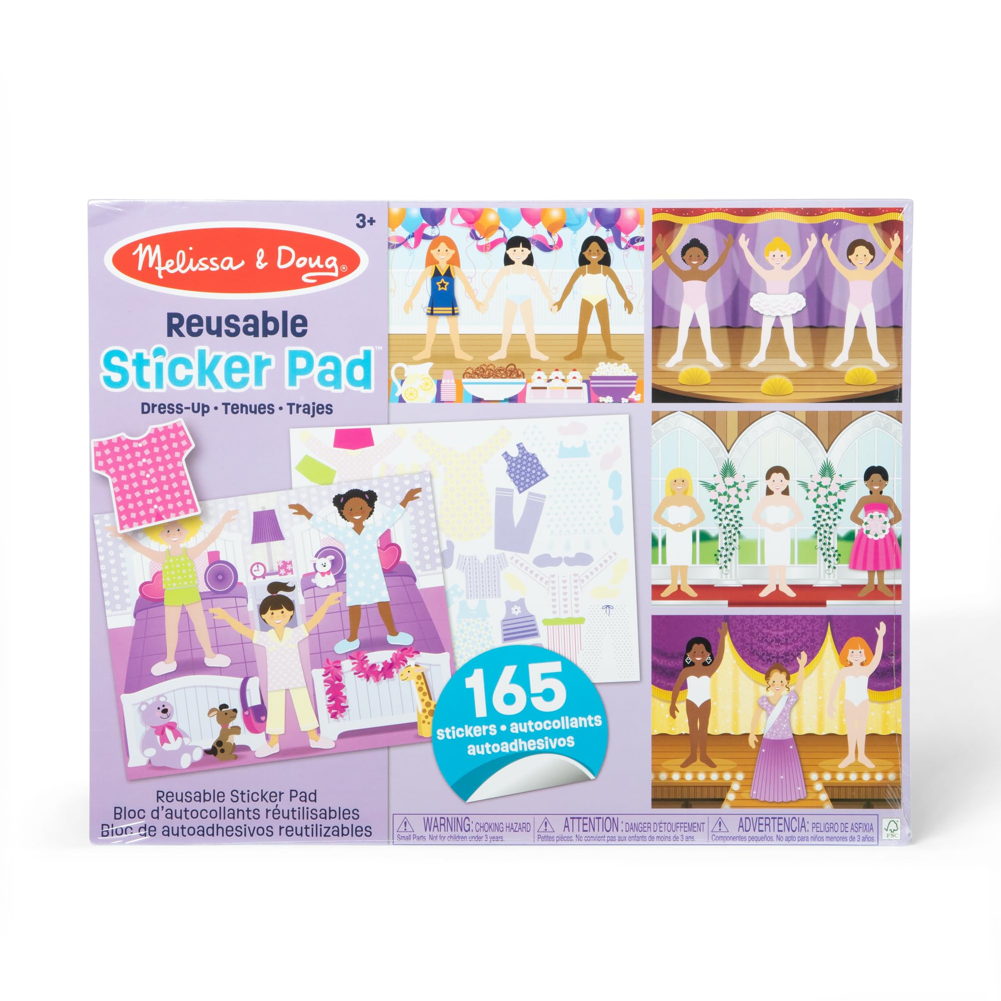 Melissa & Doug Reusable Sticker Pad - Dress-Up | 165+ Cling Stickers & 5 Backgrounds | Ages 3-8 8
