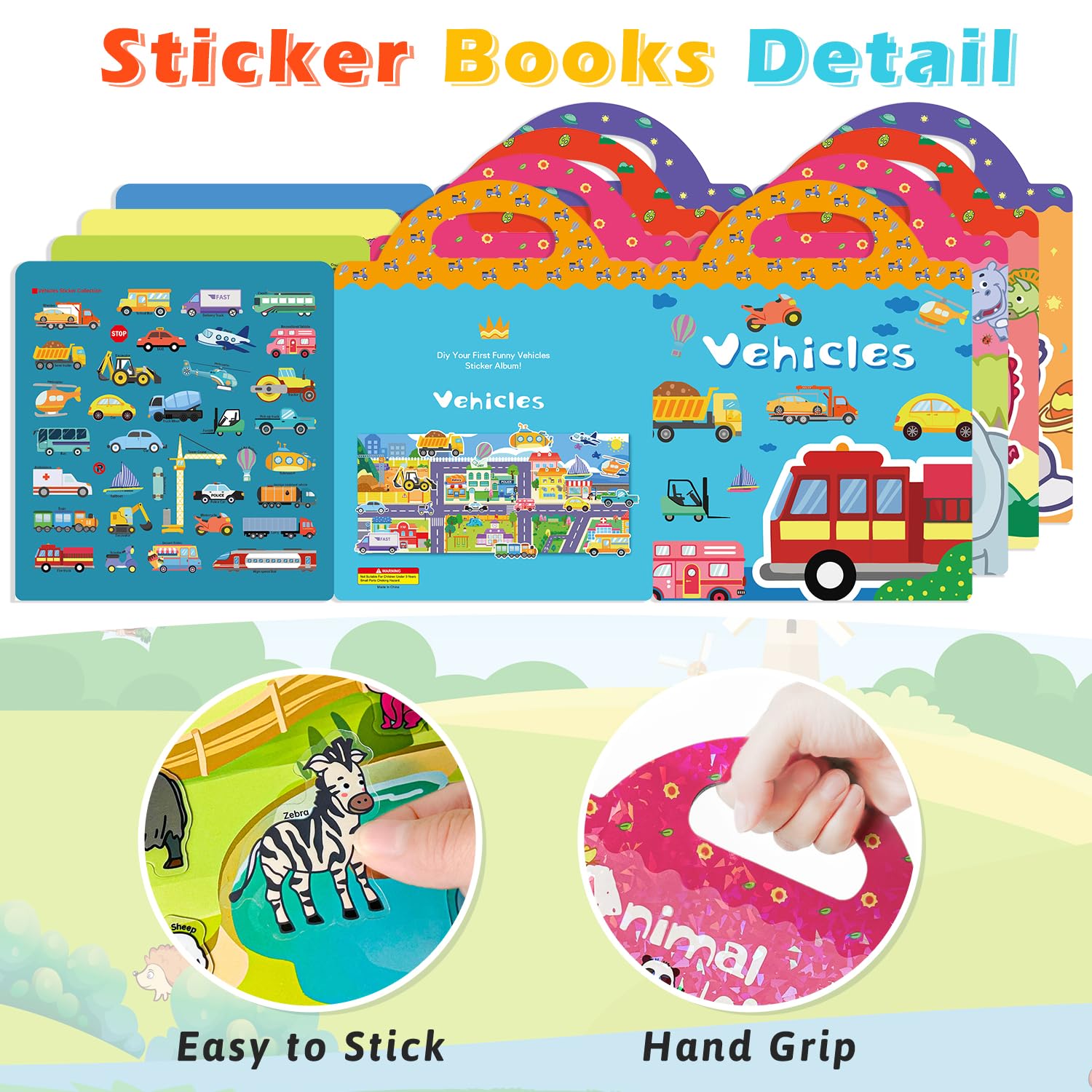 GUYUCOM 4 Pack Reusable Sticker Books for Toddlers - Jelly Texture Educational Playset 6