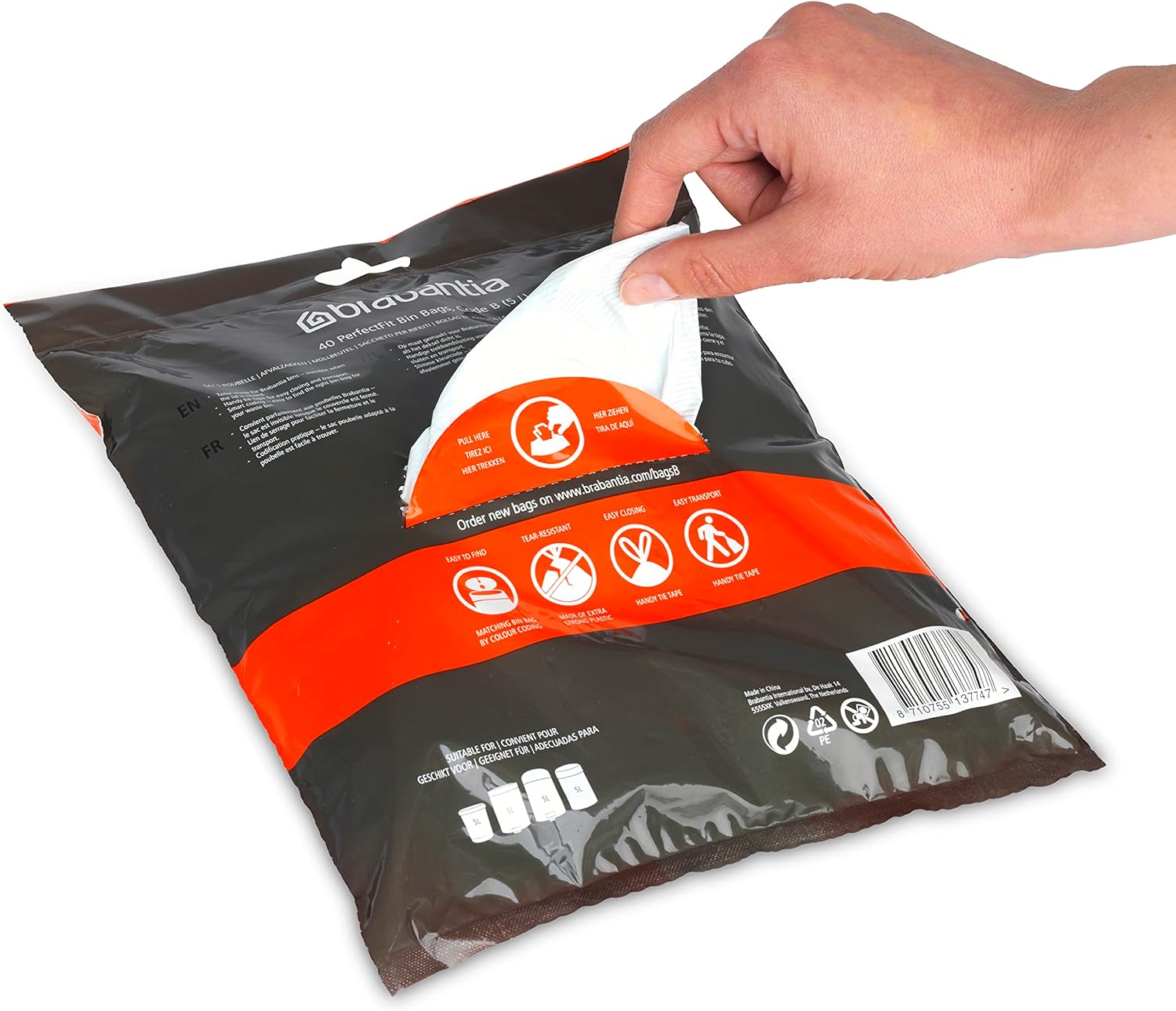 Brabantia - PerfectFit Bin Liners (Size B/5 Litre) Thick Plastic Trash Bags with Tie-Tape 7