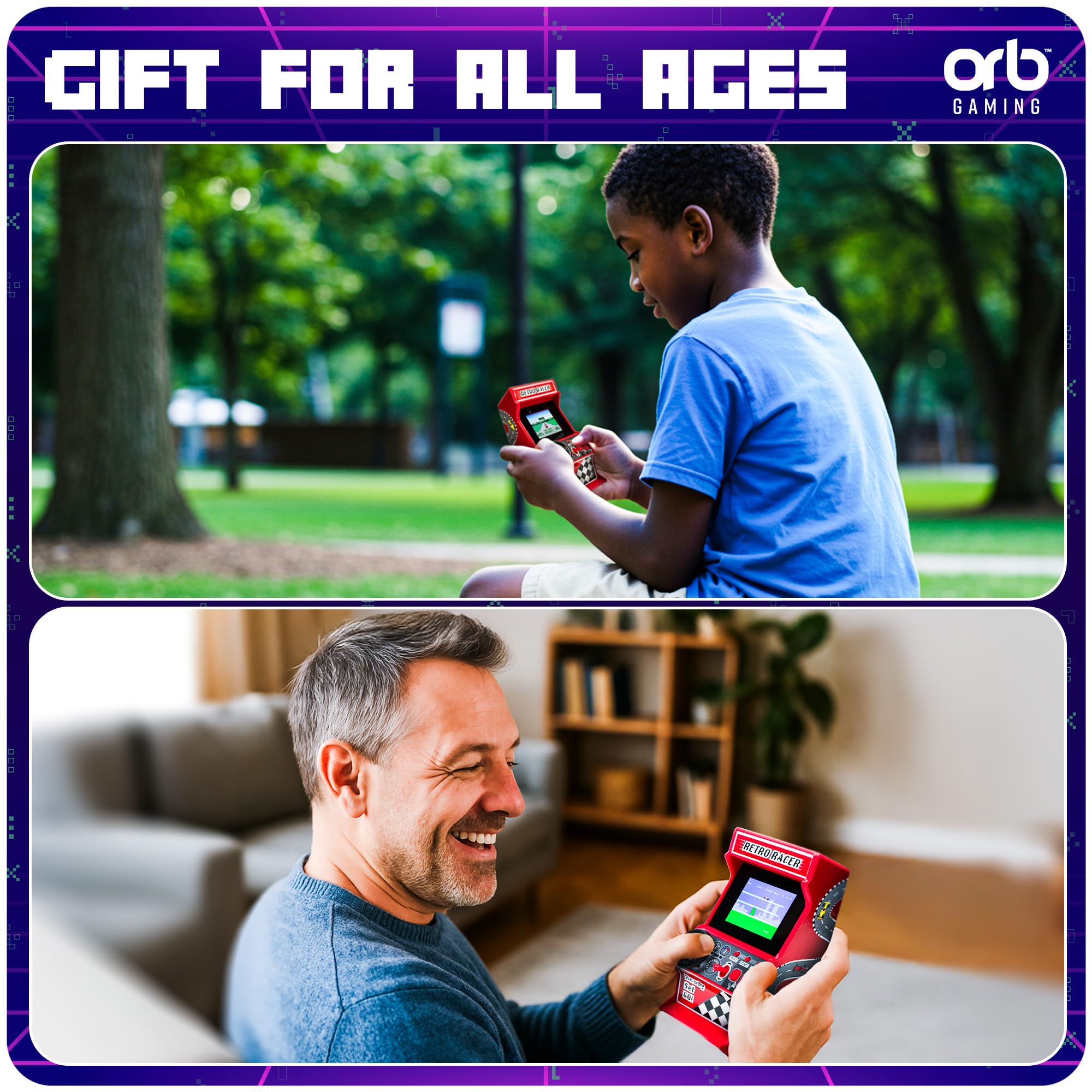 Mini Arcade Racing Machine - Handheld Console with 30 Built-in 8-Bit Games 15
