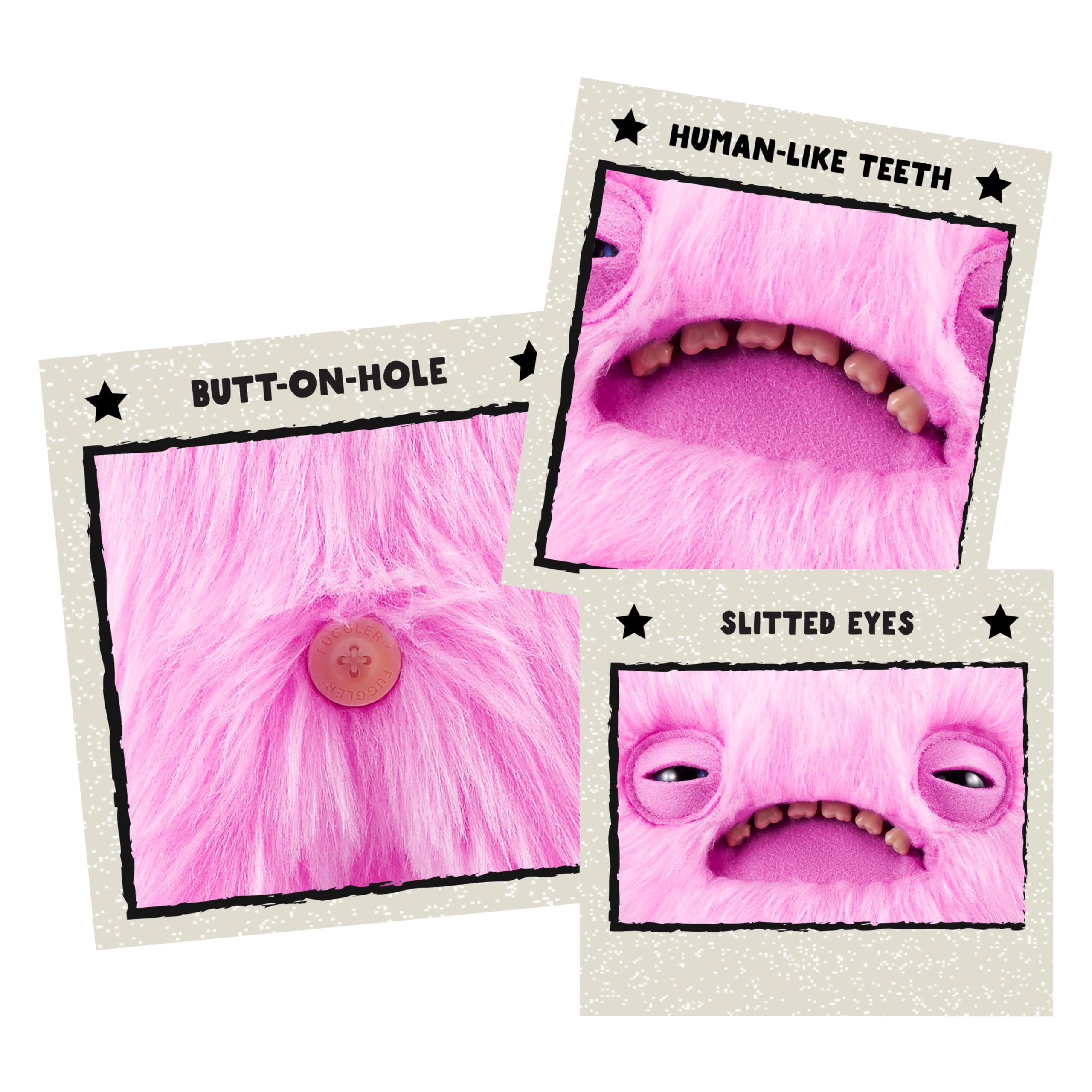 Fuggler Love Fugg by ZURU - Peculiar Plush Collectible with Human-Like Teeth, Pink Wide Eyed Weirdo 5