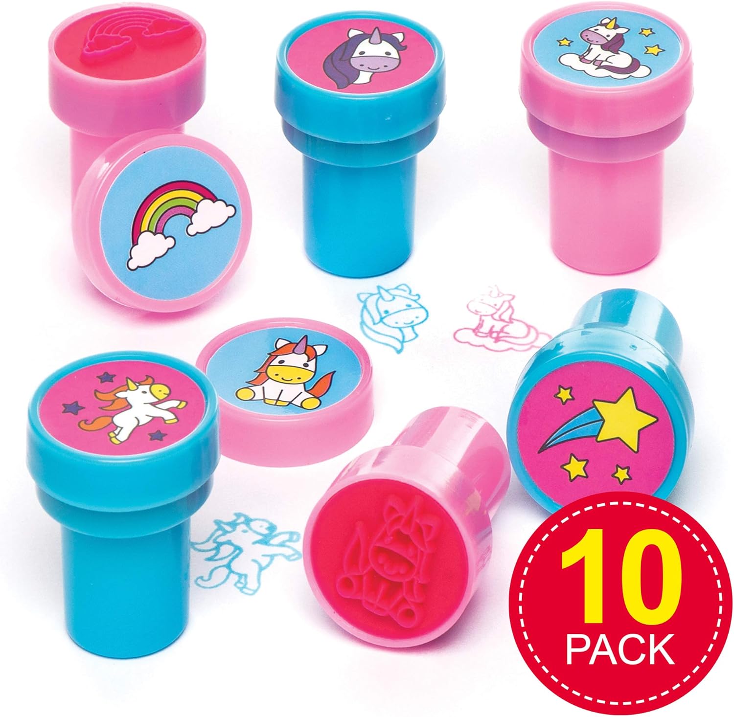 Baker Ross Rainbow Unicorn Self-Inking Stampers - Pack of 10 Assorted Designs for Arts & Crafts 5