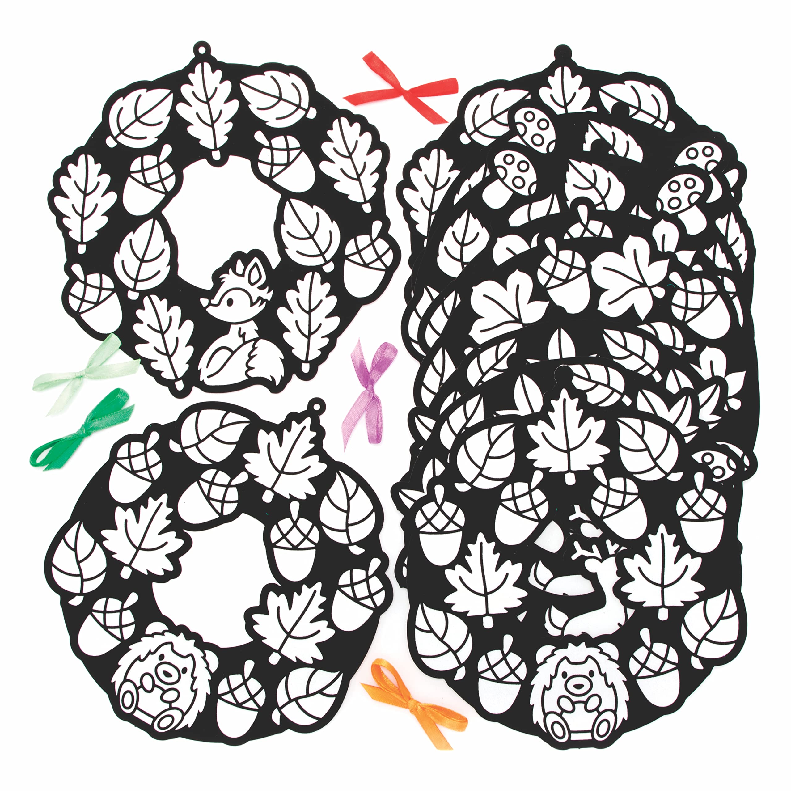 Baker Ross Autumn Colour-in Wreaths Craft Kit - Pack of 10, Creative Arts & Crafts Activity for Kids 3